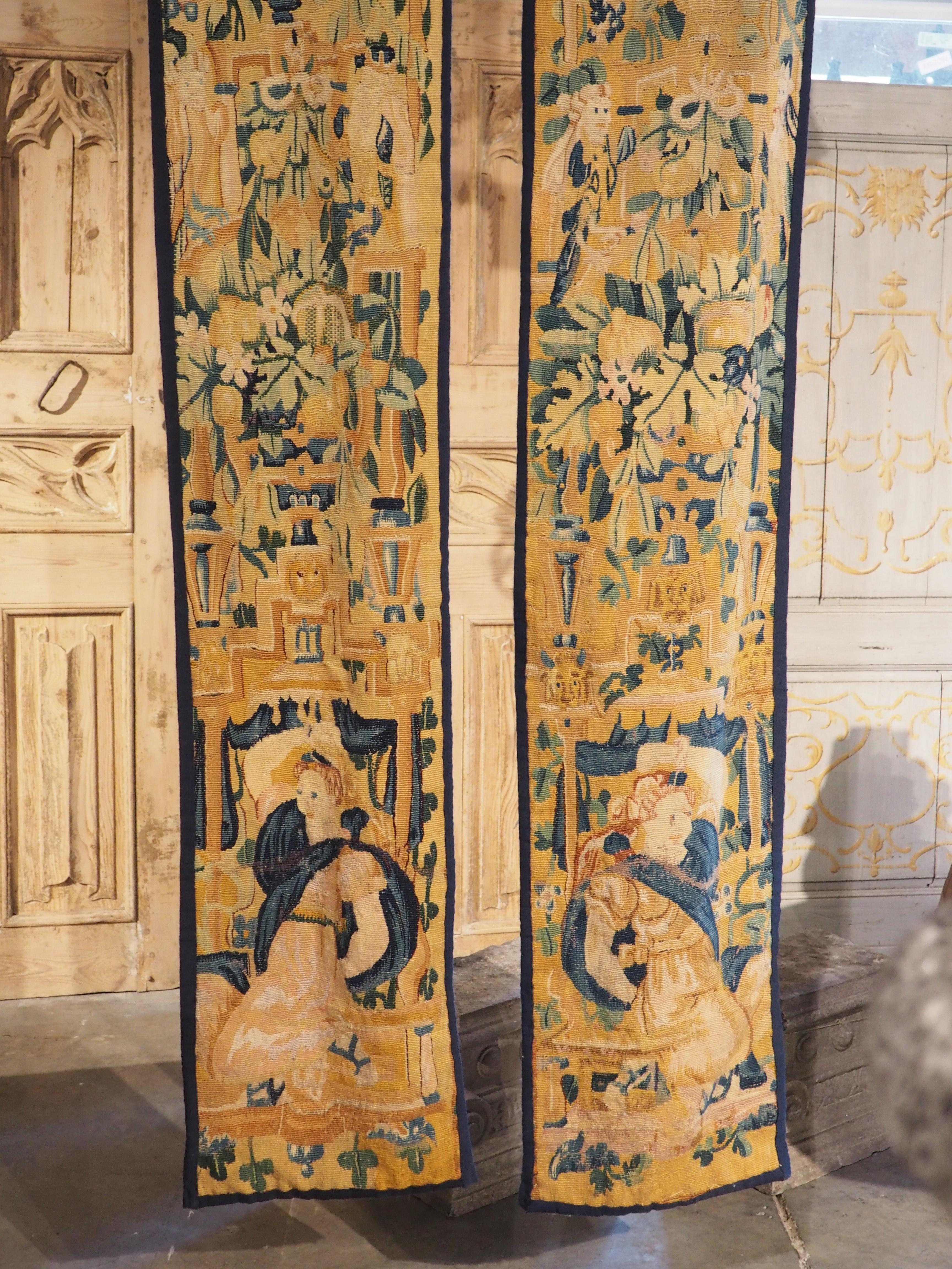 Hand-Woven Pair of Antique Tapestry Borders from Flanders, circa 1580 For Sale