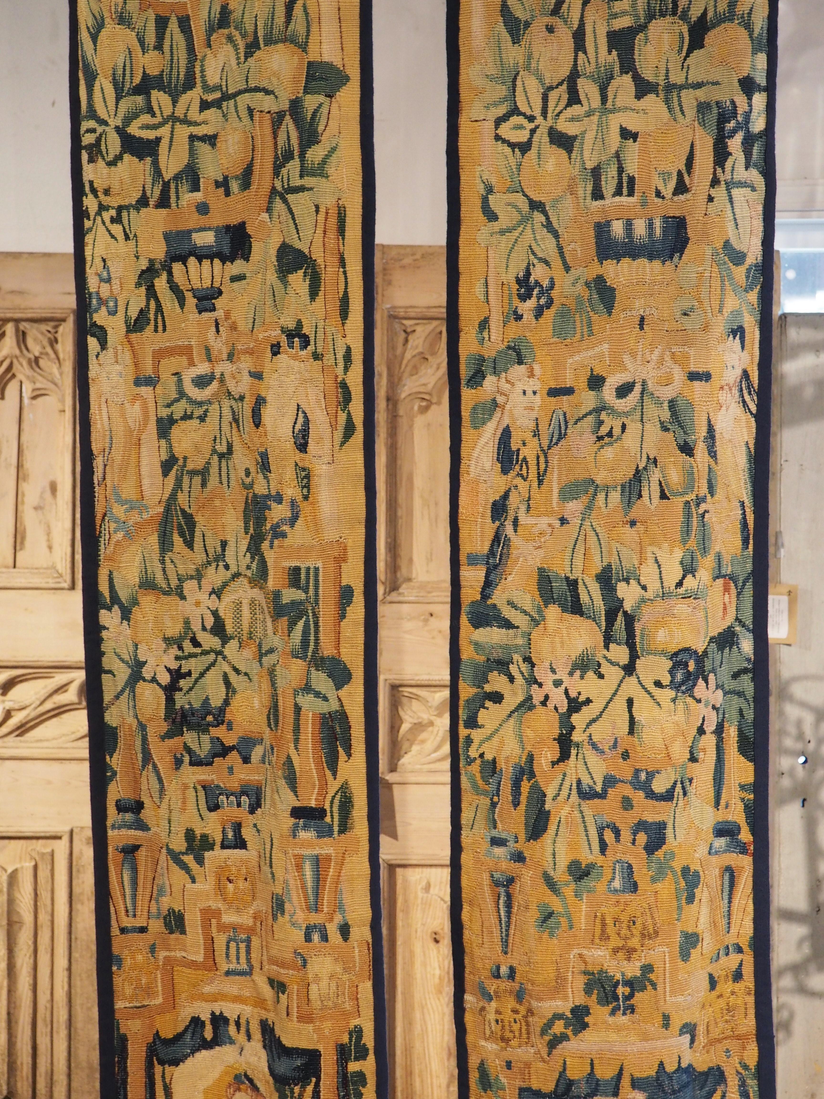 Pair of Antique Tapestry Borders from Flanders, circa 1580 In Good Condition For Sale In Dallas, TX