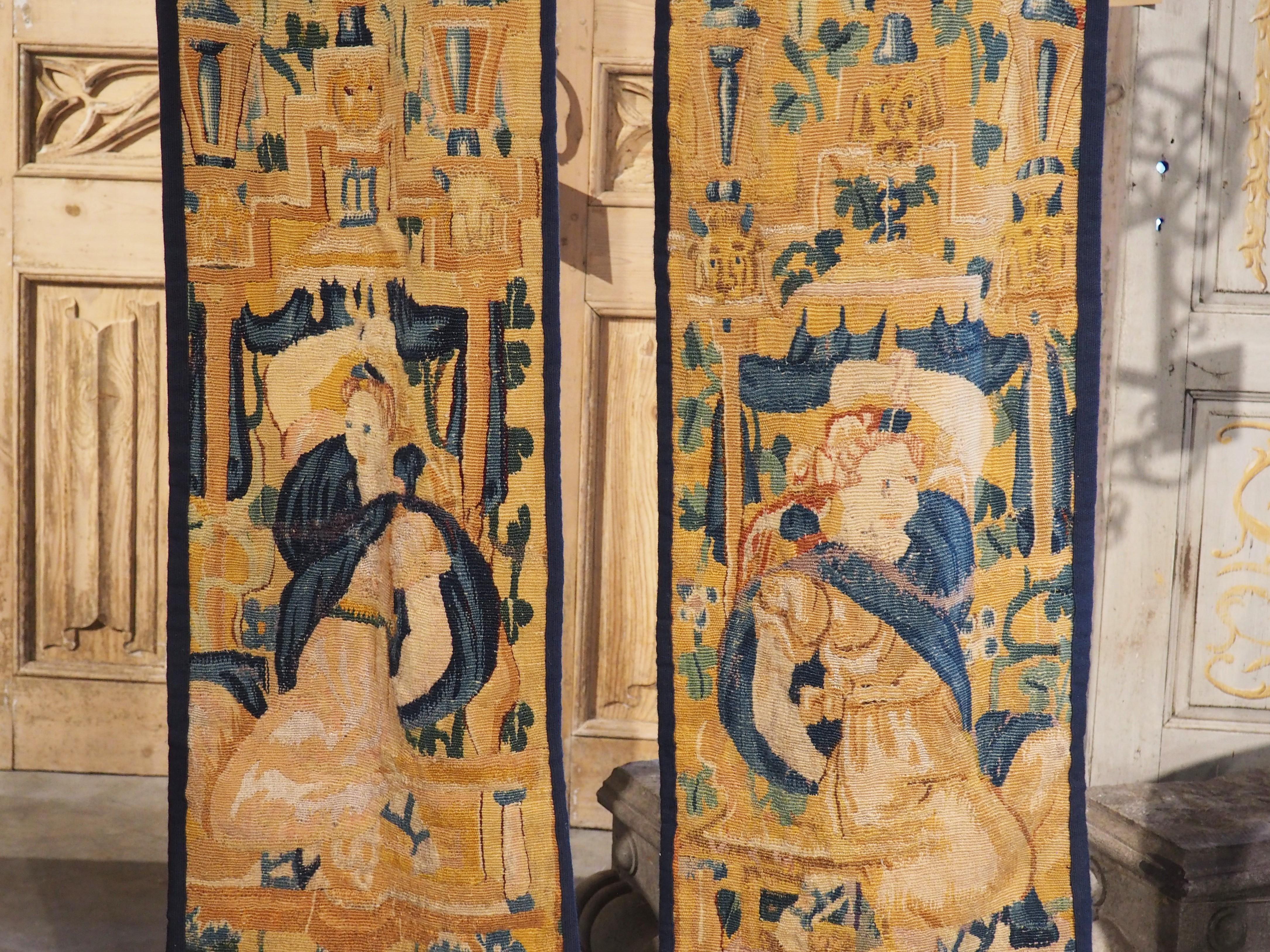 Pair of Antique Tapestry Borders from Flanders, circa 1580 For Sale 1