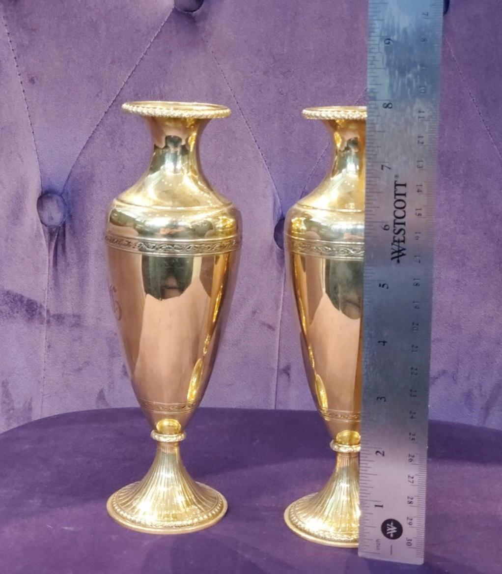 Pair of 14 karat gold flower vases For Sale 6