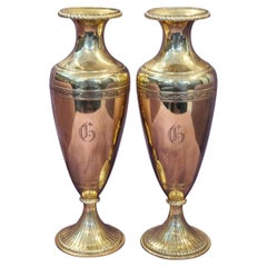 Pair of 14 karat gold flower vases
