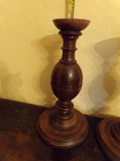 Pair of Walnut Turned Candlesticks, circa 1880