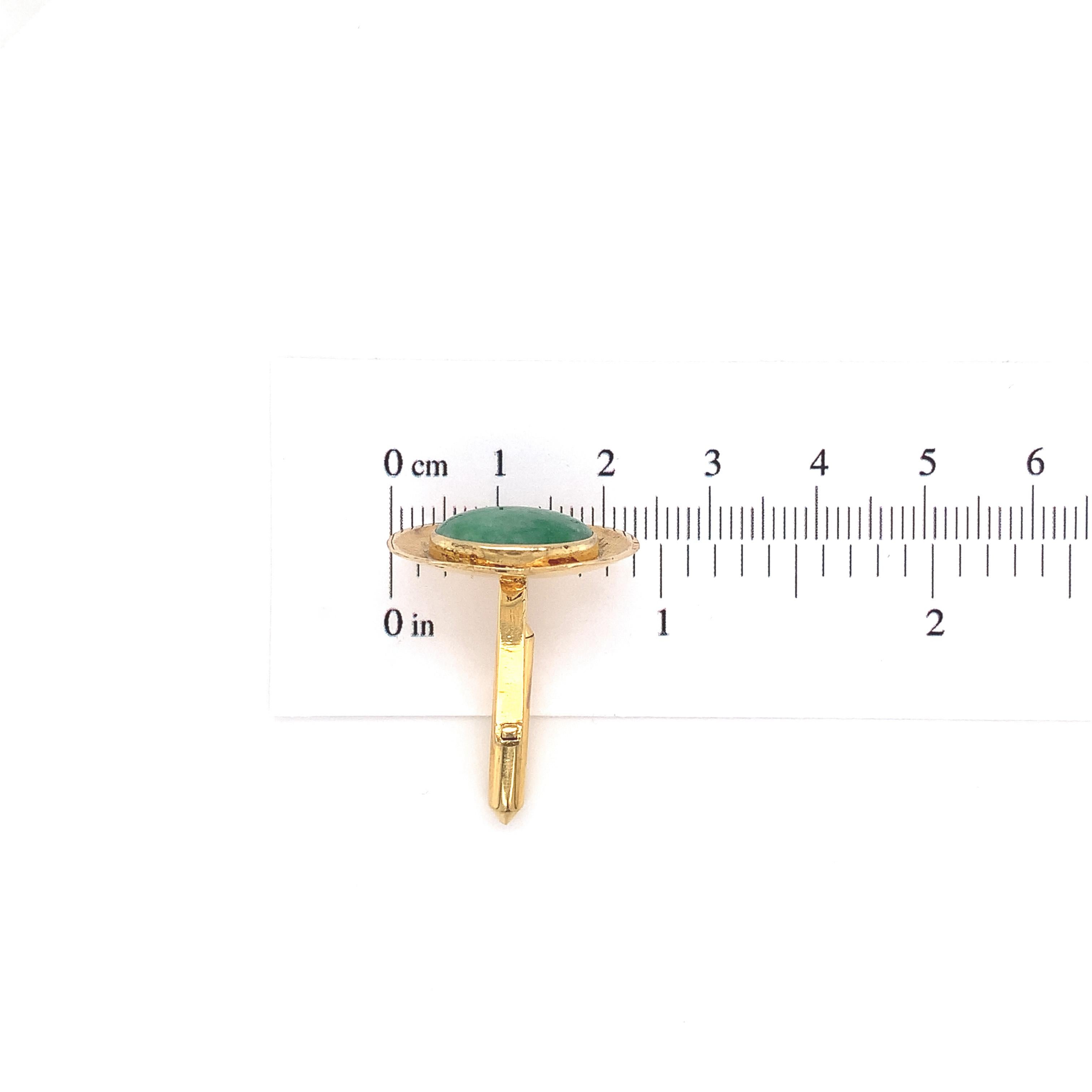 Coppia di gemelli in oro 14K con giada e giadeite con rapporto GIA in vendita 1