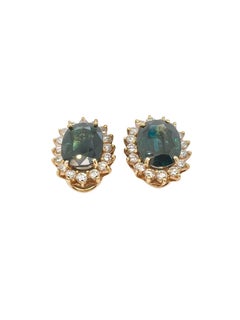 Paire de boucles d'oreilles en or 14k, saphir et diamant Boucles d'oreilles