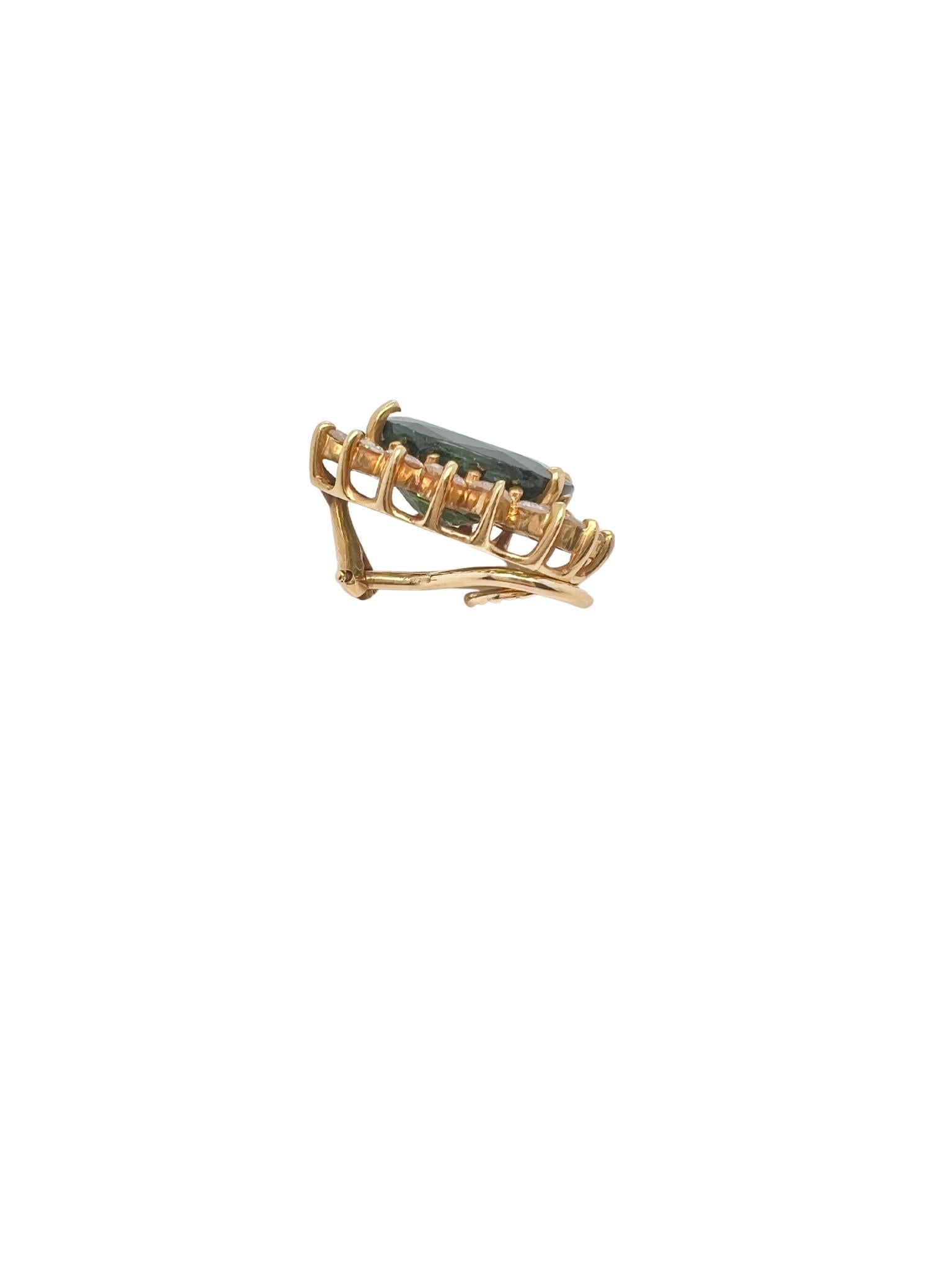 Paar Ohrringe aus 14k Gold, Saphir und Diamant Ohrclips Damen im Angebot