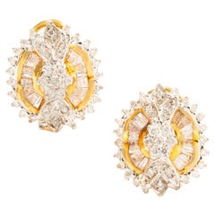 Vintage Pair of 14K Yellow Gold & Gemstone Circle Earrings