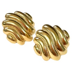 Pair of 14K Yellow Gold Sculptural Earrings Vintage
