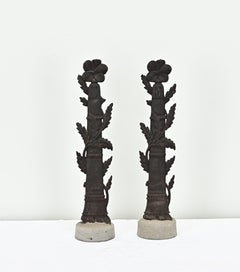 Pair of 14th Century Cast Iron Fence Post Fragments