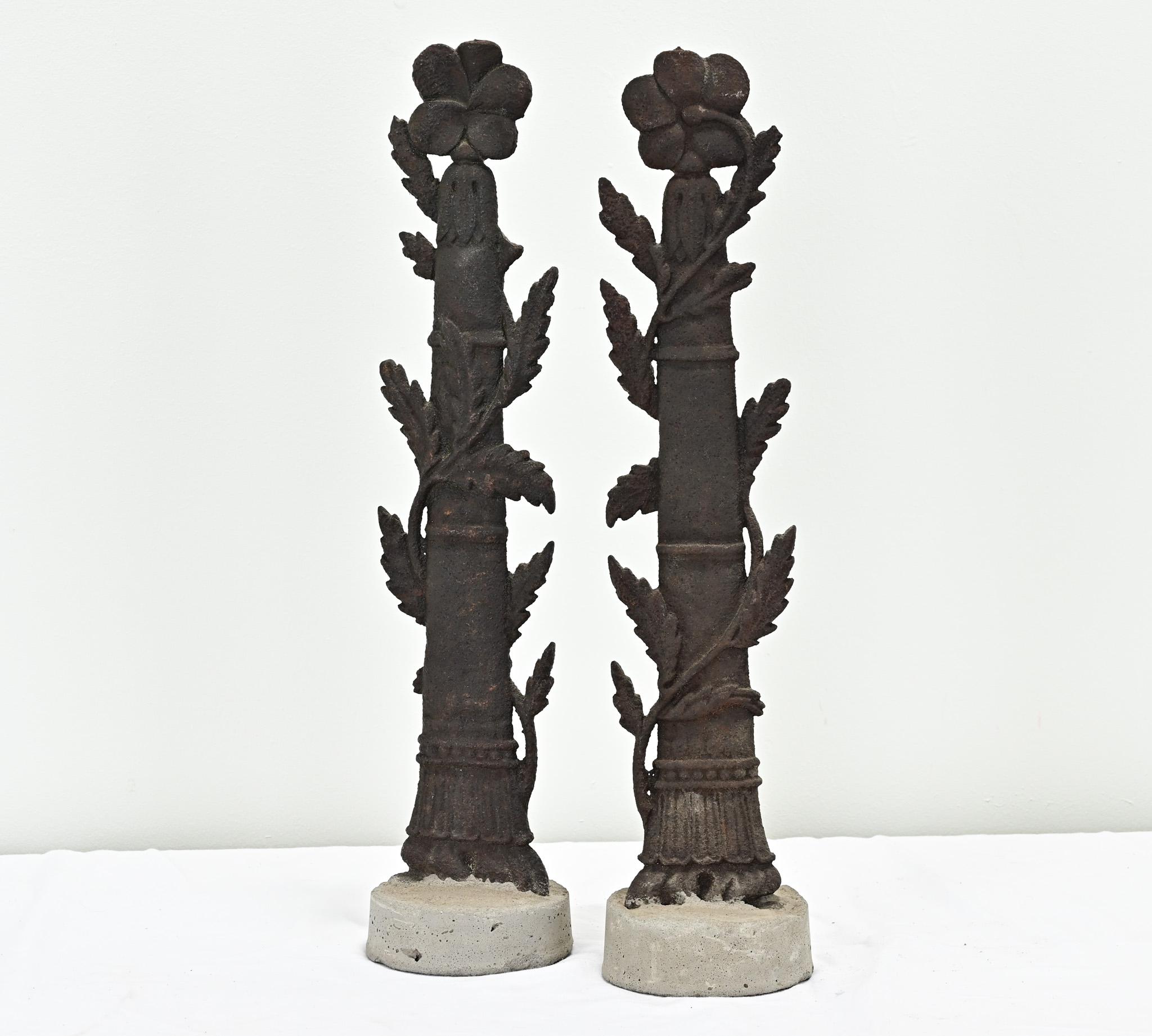 Pair of 14th Century Cast Iron Fence Post Fragments 1