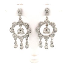 Pair of 1.59 Carat Round and Marquises Diamonds White Gold Earrings Italy