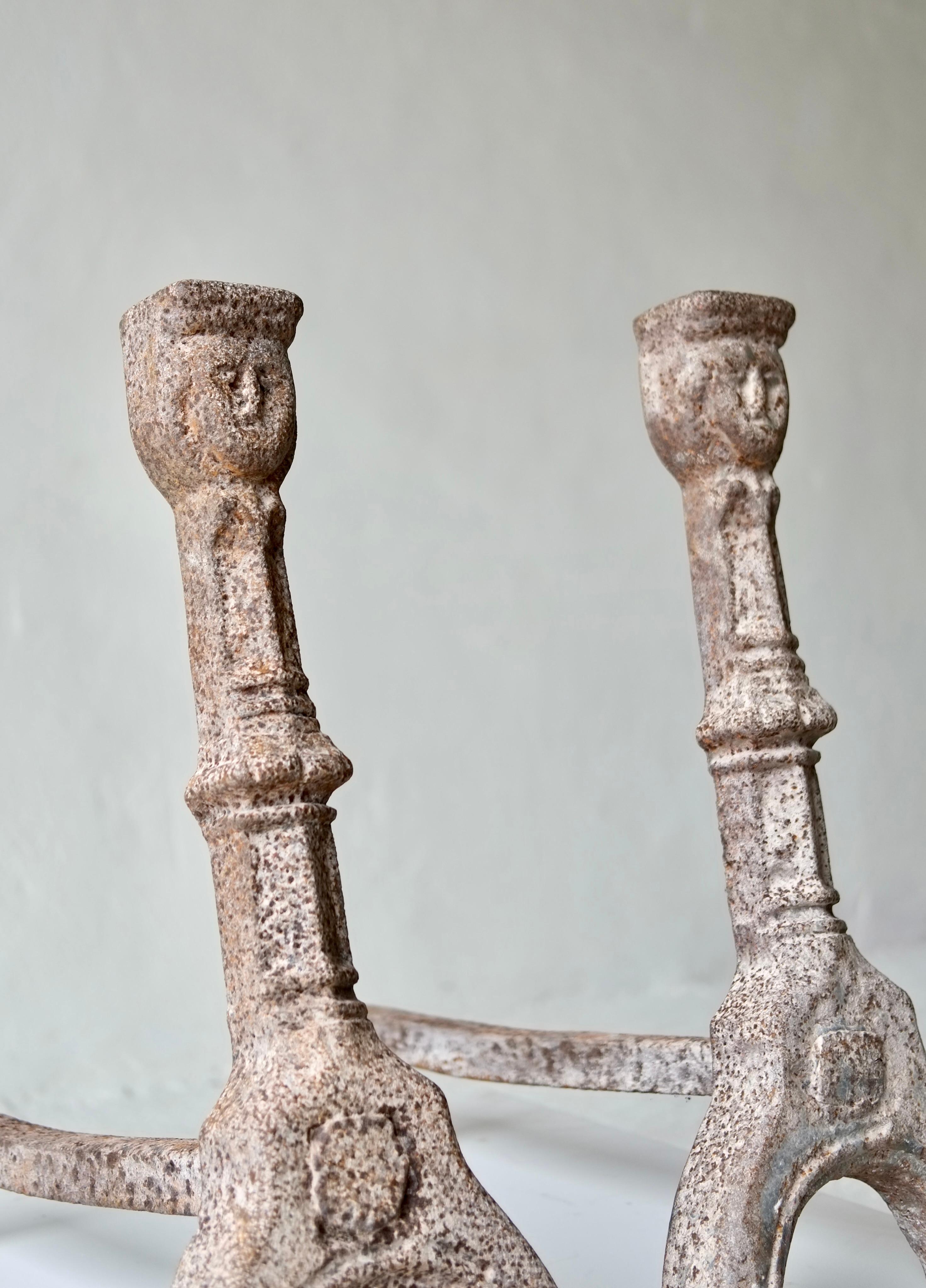 18th Century and Earlier Pair Of 15th Century French Gothic Andirons For Sale