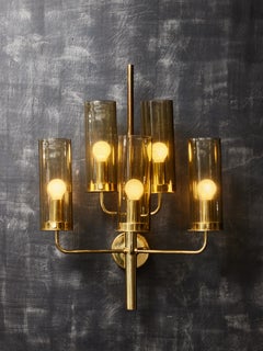 Pair of 169/5 Brass and Glass Wall Sconces by Hans Agne Jakobsson