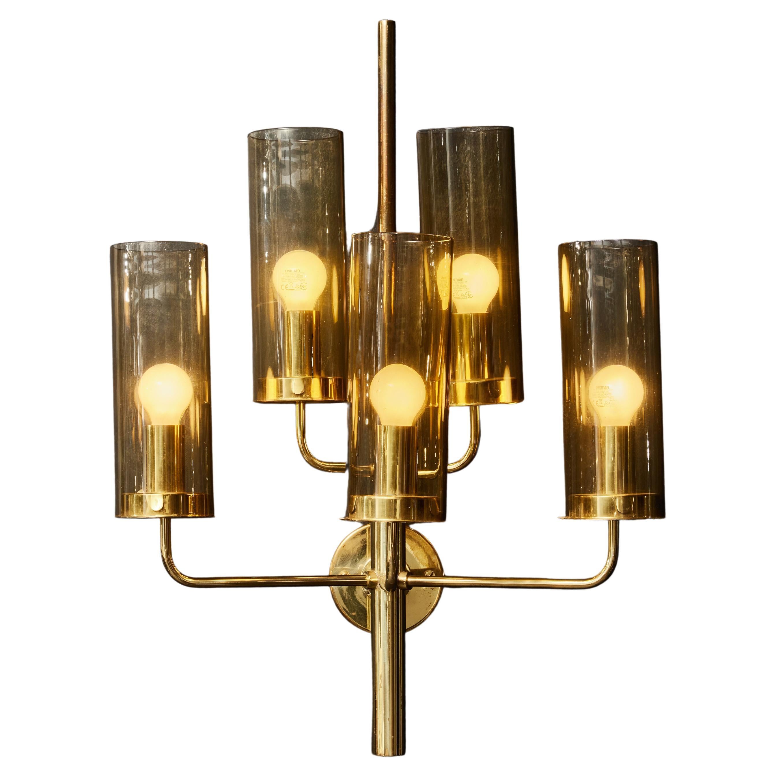 Pair of 169/5 Brass and Glass Wall Sconces by Hans Agne Jakobsson For Sale