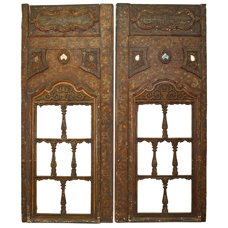 Pair of Persian Carved Window Panels