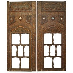 Antique Pair of Persian Carved Window Panels