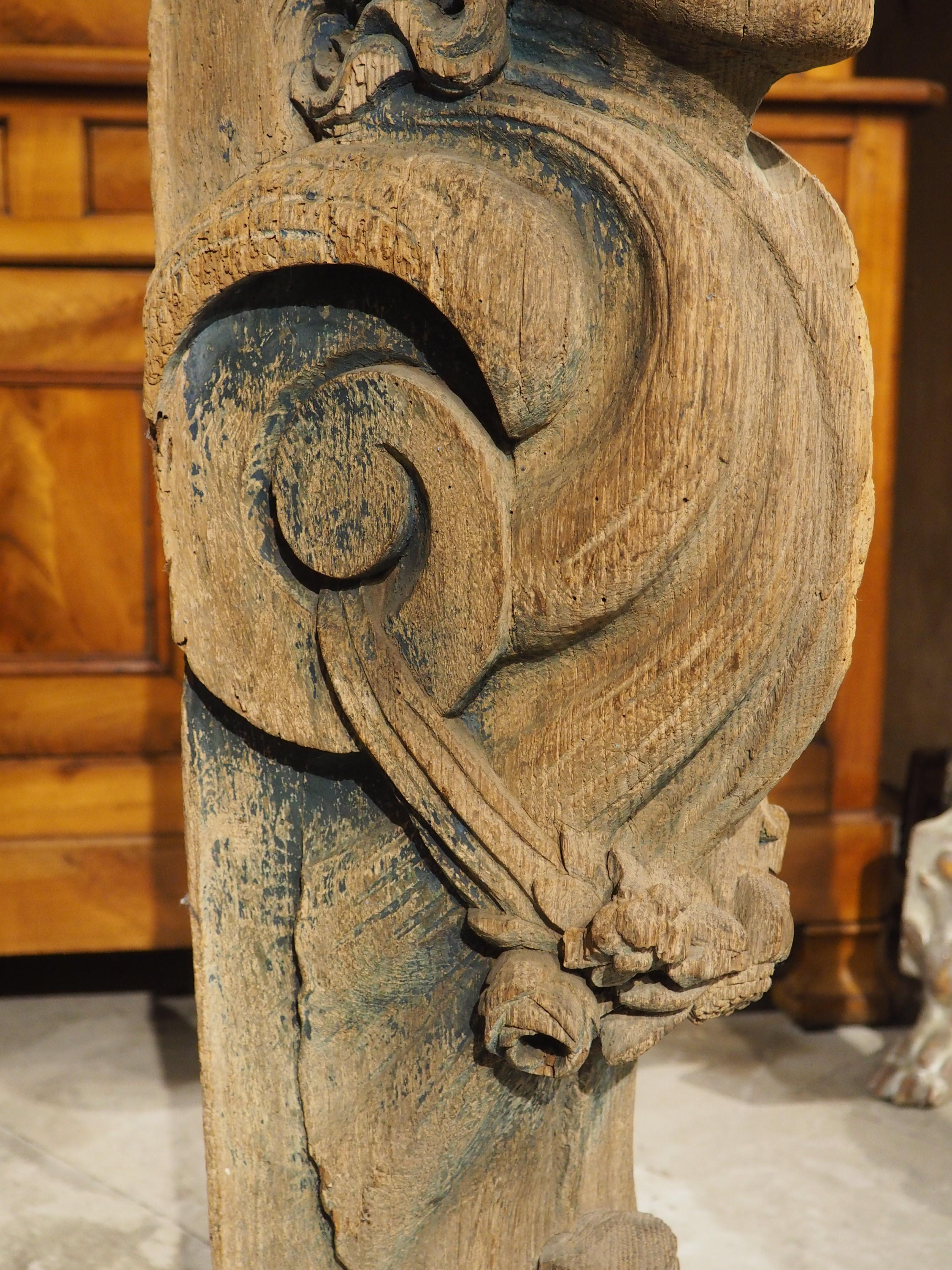 Metal Pair of 16th Century Carved Wooden Terms or Beam Supports from Northern Europe For Sale