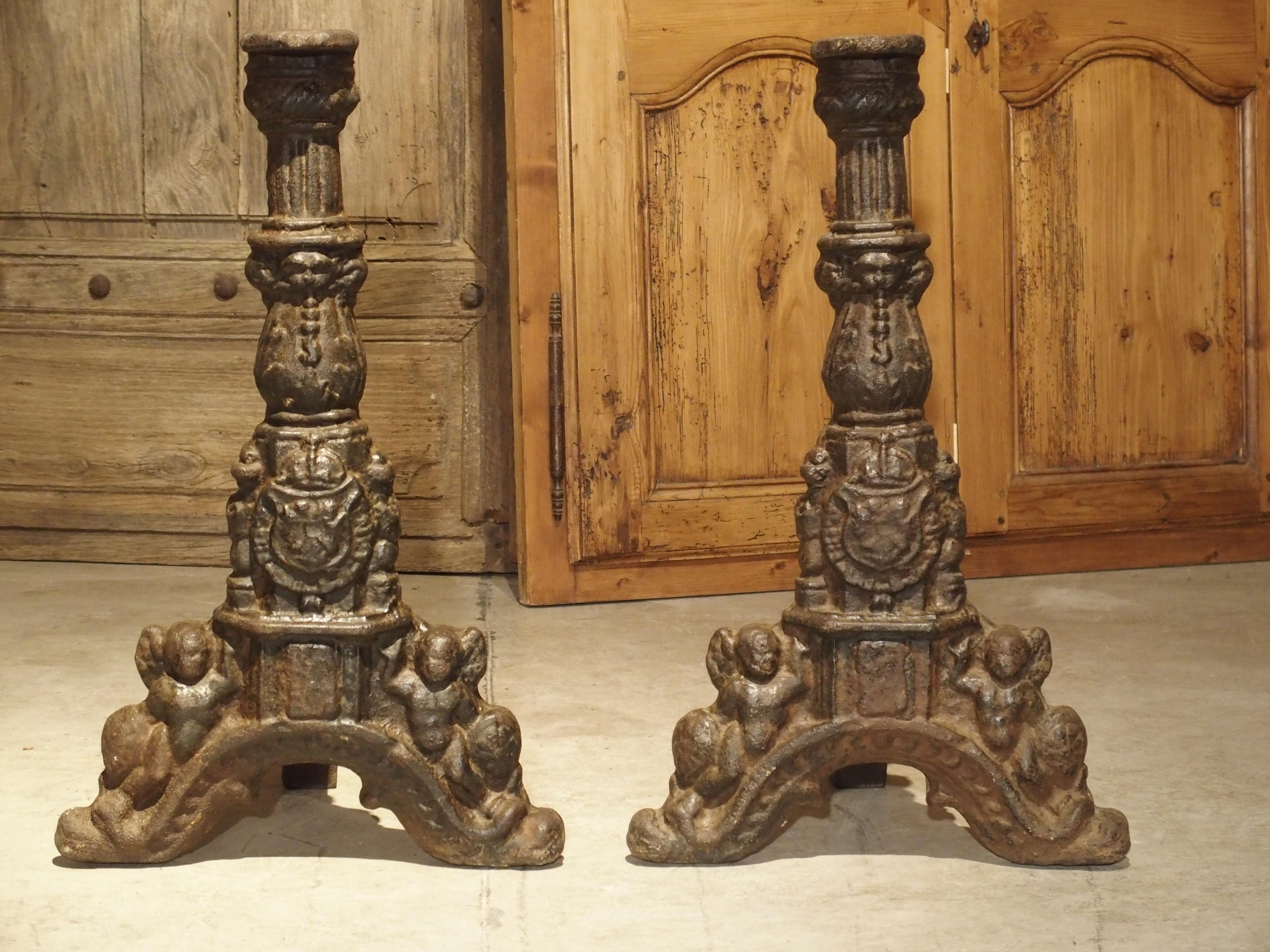 Pair of 16th Century Chateau Fireplace Andirons from France For Sale 5