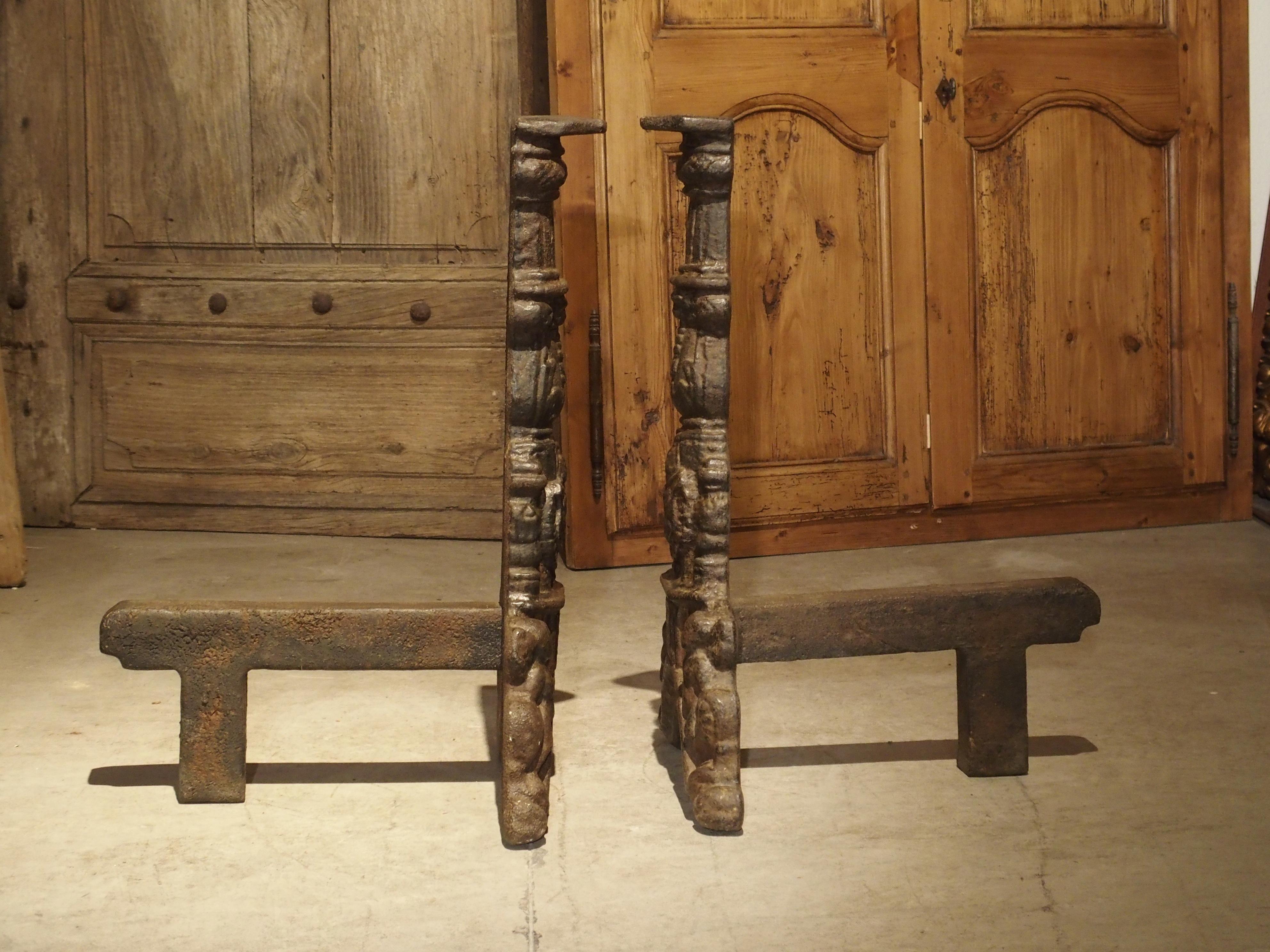 Pair of 16th Century Chateau Fireplace Andirons from France For Sale 10