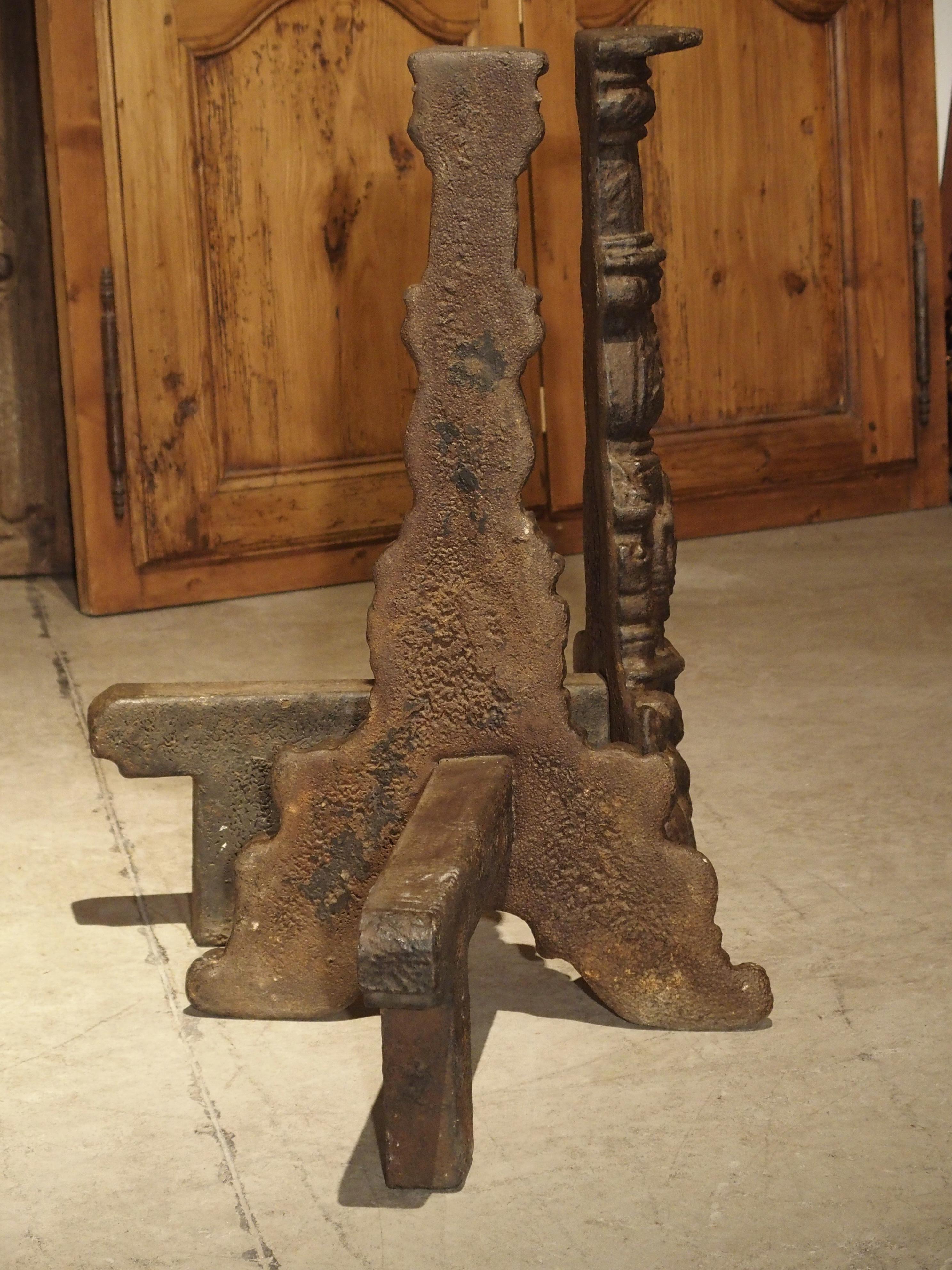 Pair of 16th Century Chateau Fireplace Andirons from France In Good Condition For Sale In Dallas, TX