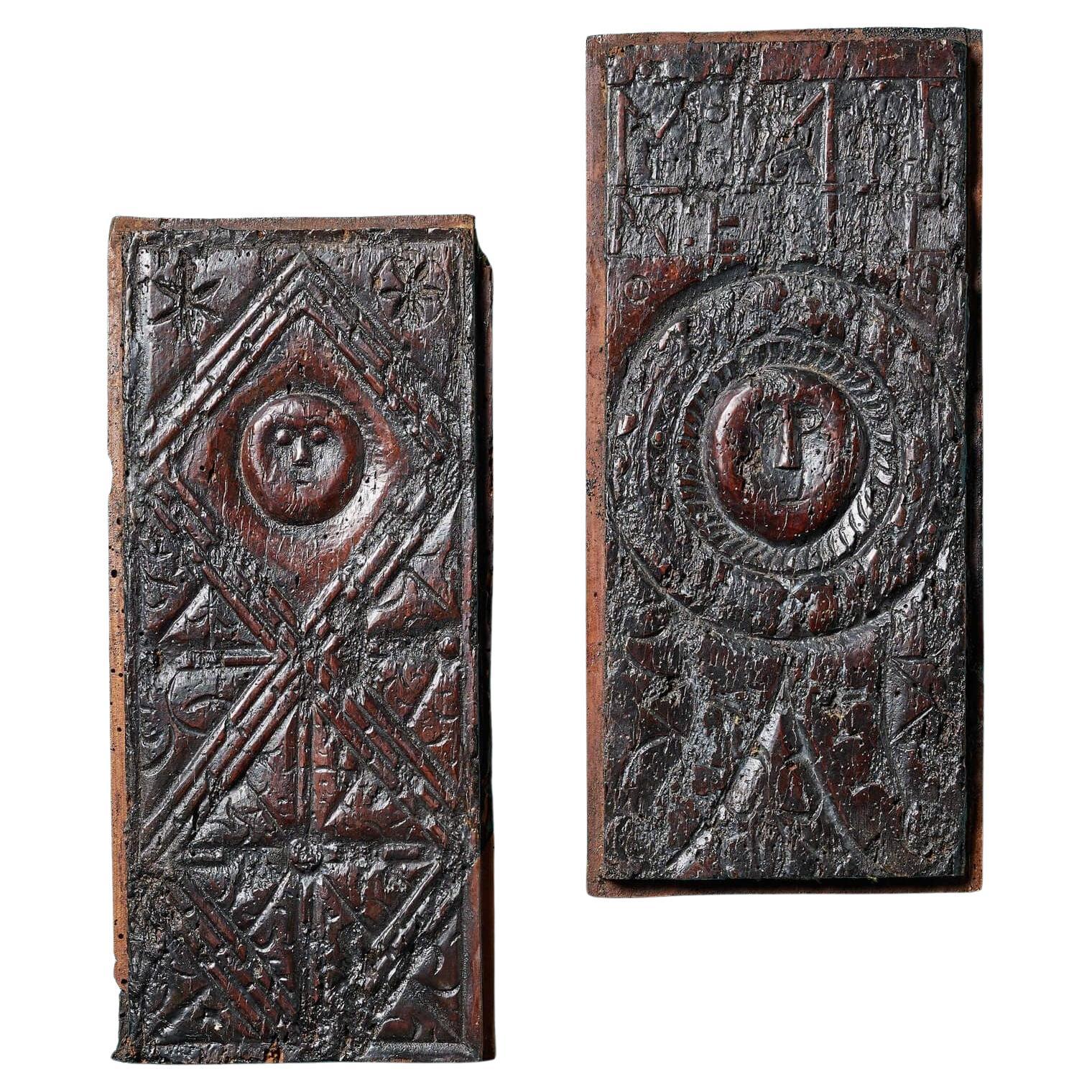 Pair of 16th Century French Carved Oak Panels