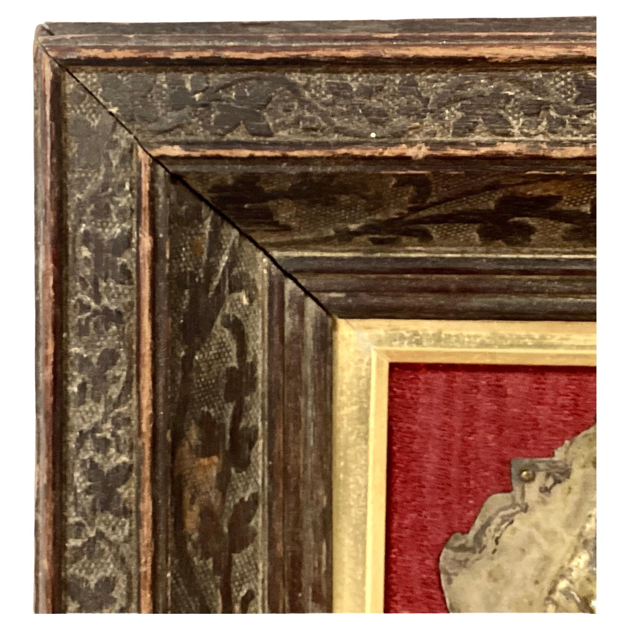 Italian Pair Of 16th Century Gilt Silver Saints, Framed For Sale