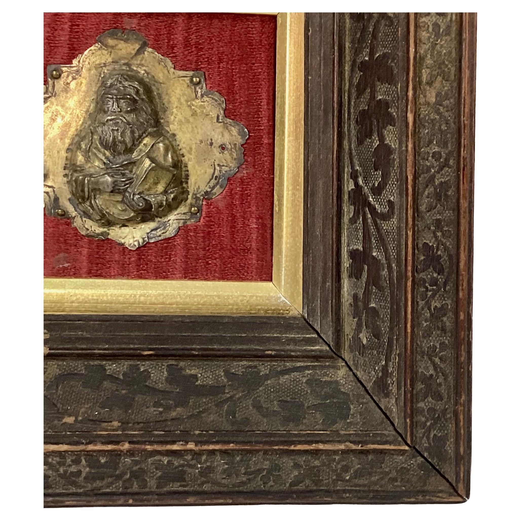 Pair Of 16th Century Gilt Silver Saints, Framed In Good Condition For Sale In Bradenton, FL