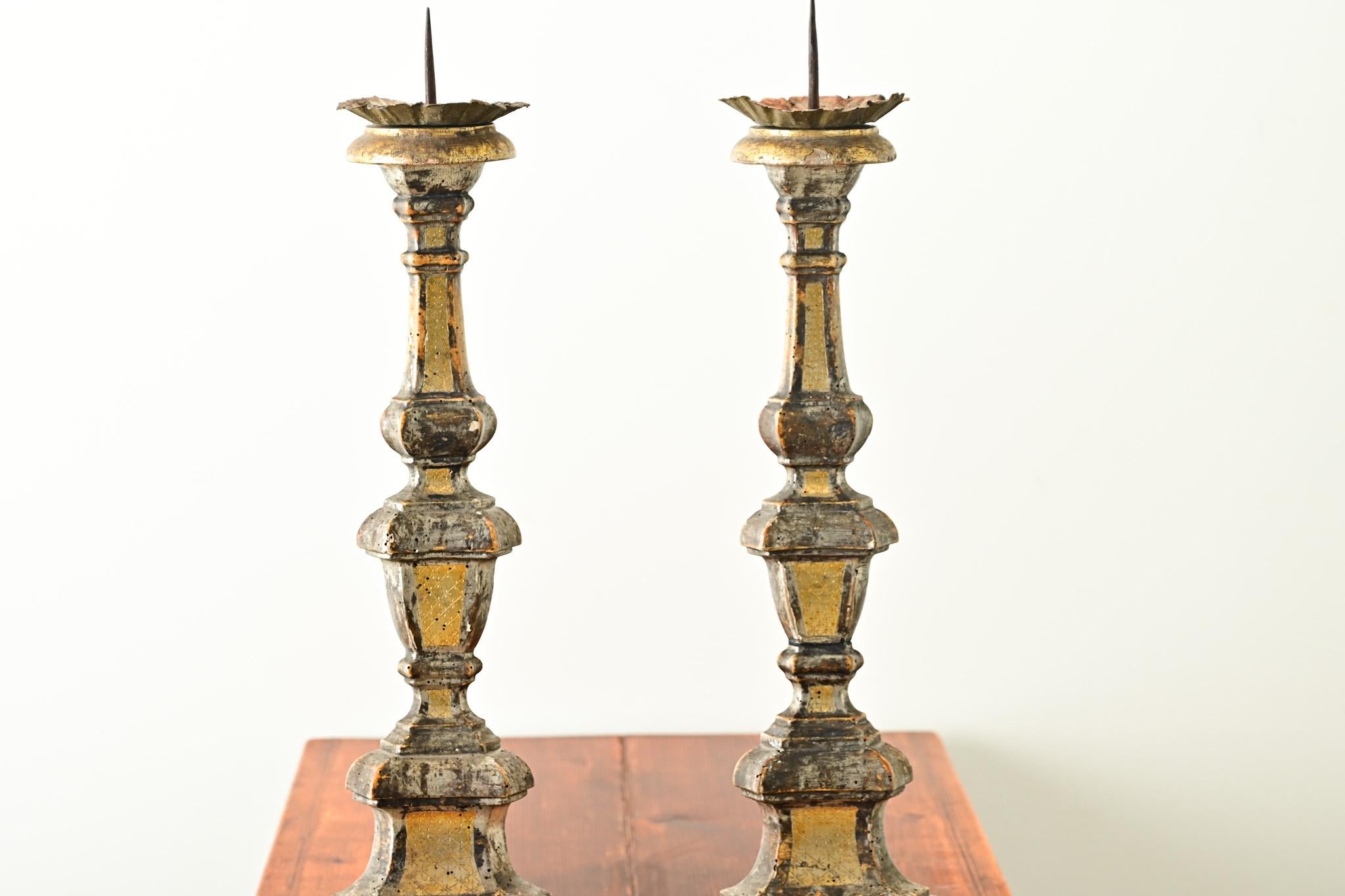 Other Pair of 16th Century Italian Gilt Candlesticks For Sale