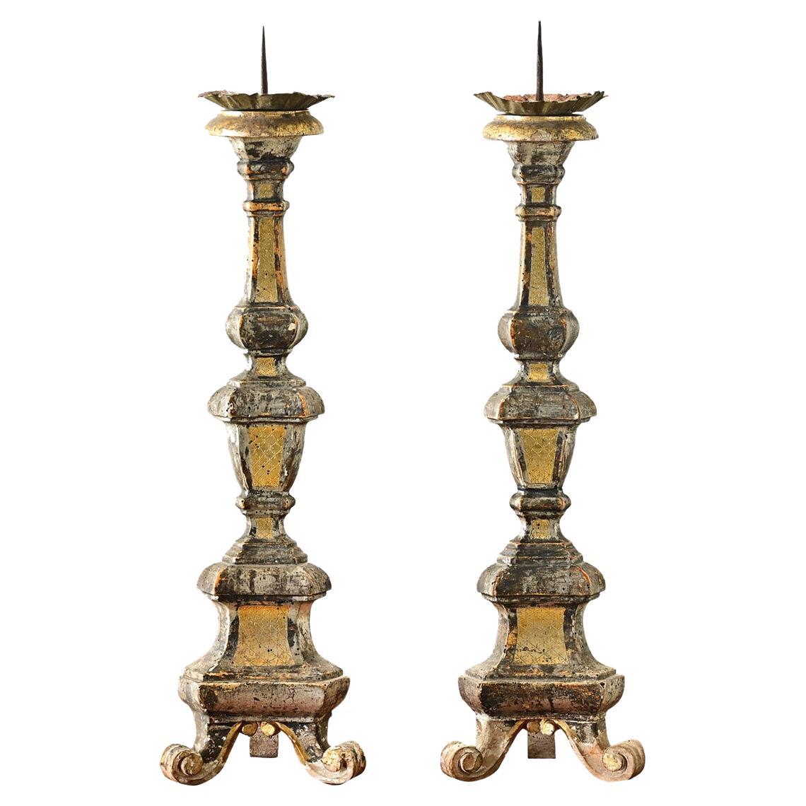 Pair of 16th Century Italian Gilt Candlesticks For Sale