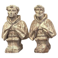 Pair of 16th Century Italian Wooden Busts