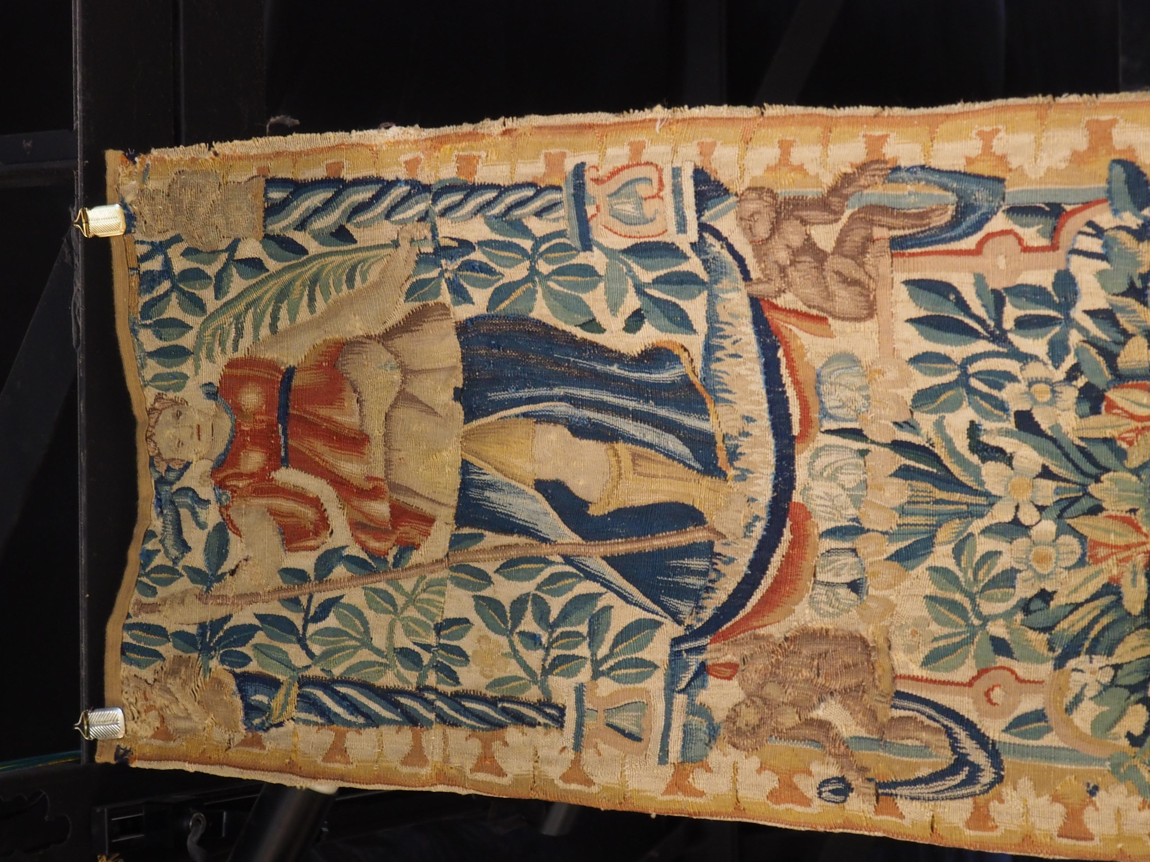 Pair of 16th Century Silk Tapestry Borders from Brussels, H-98.75 Inches For Sale 3