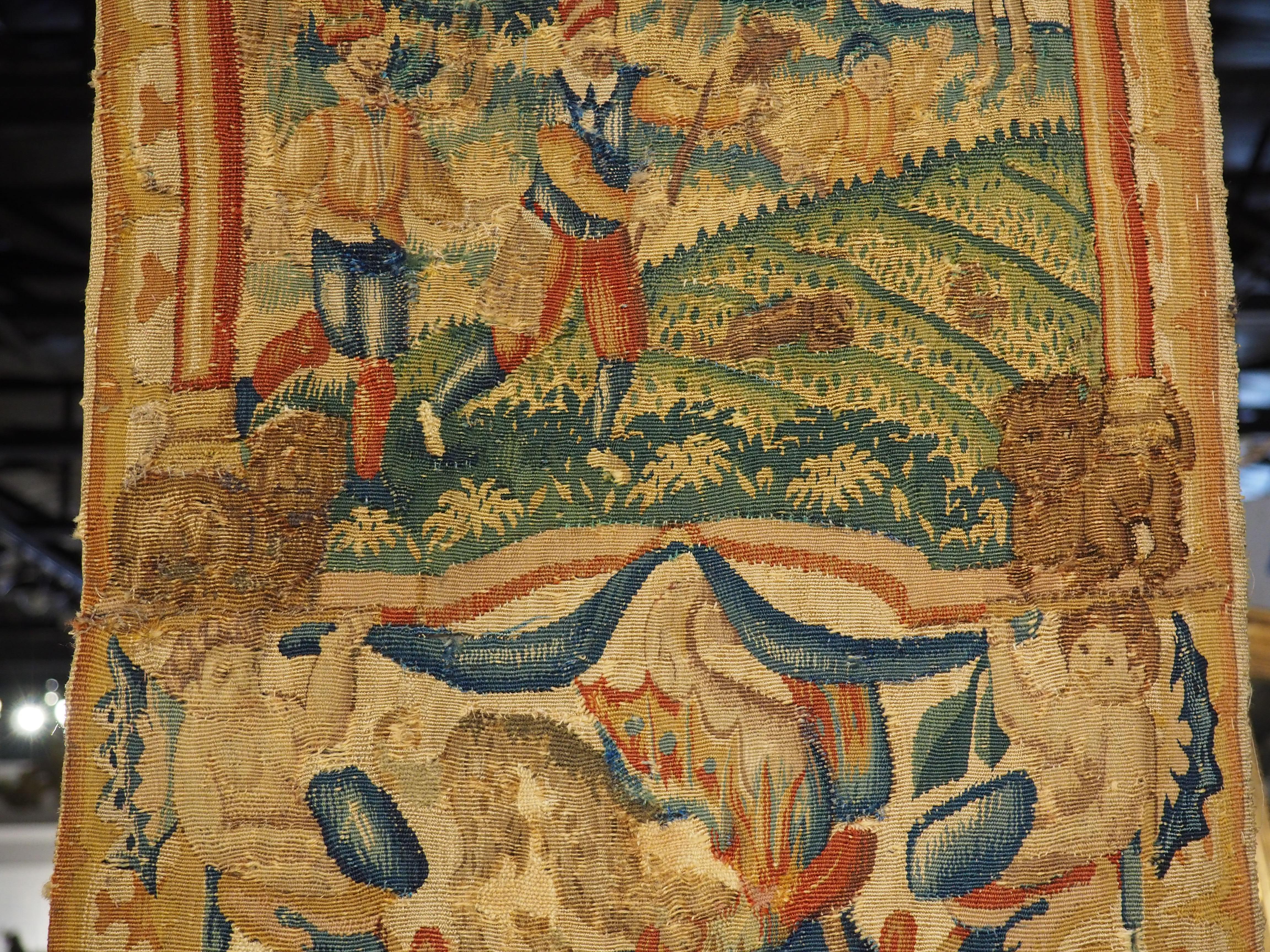 Pair of 16th Century Silk Tapestry Borders from Brussels, H-98.75 Inches For Sale 4