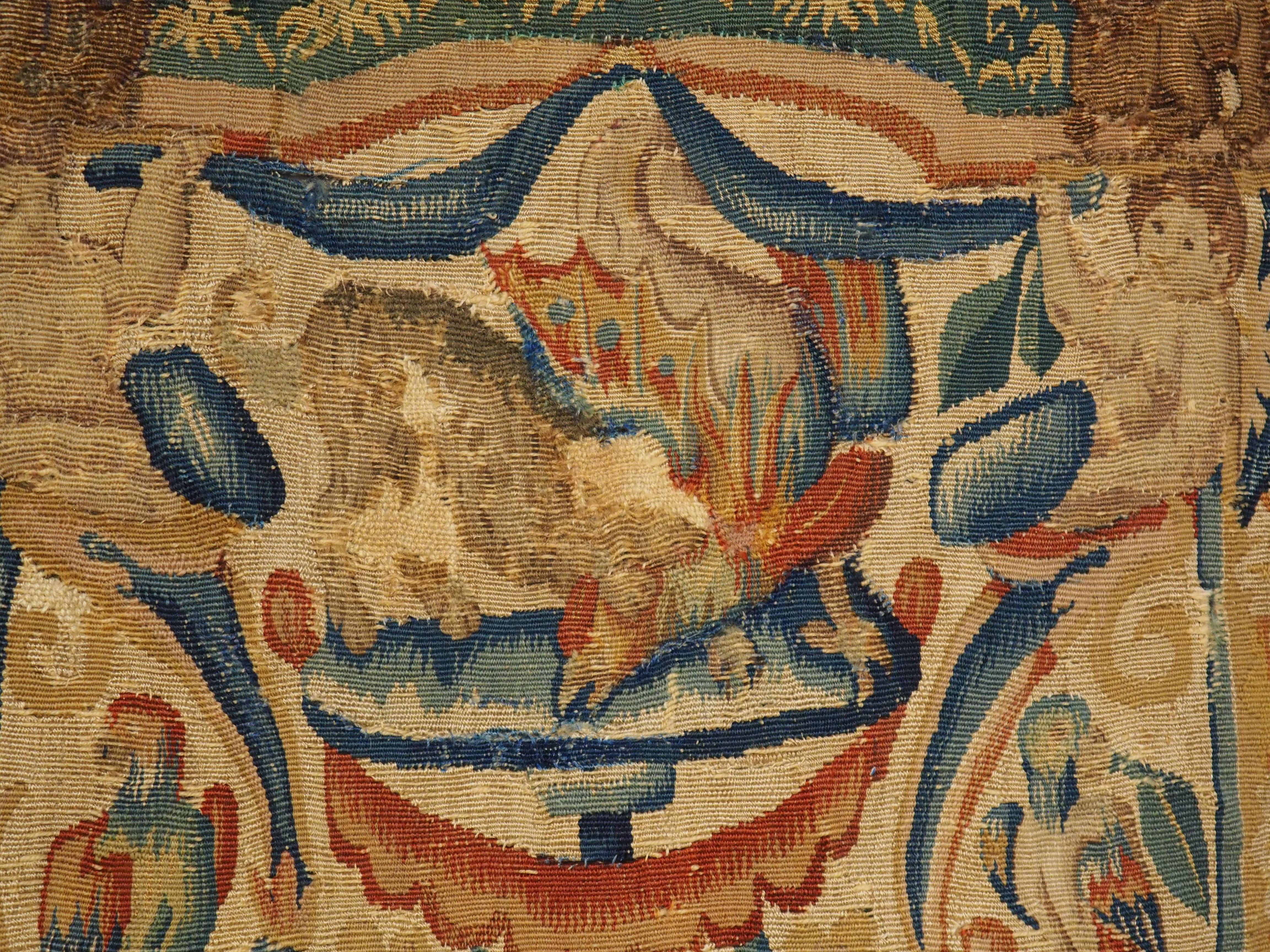 Pair of 16th Century Silk Tapestry Borders from Brussels, H-98.75 Inches For Sale 7