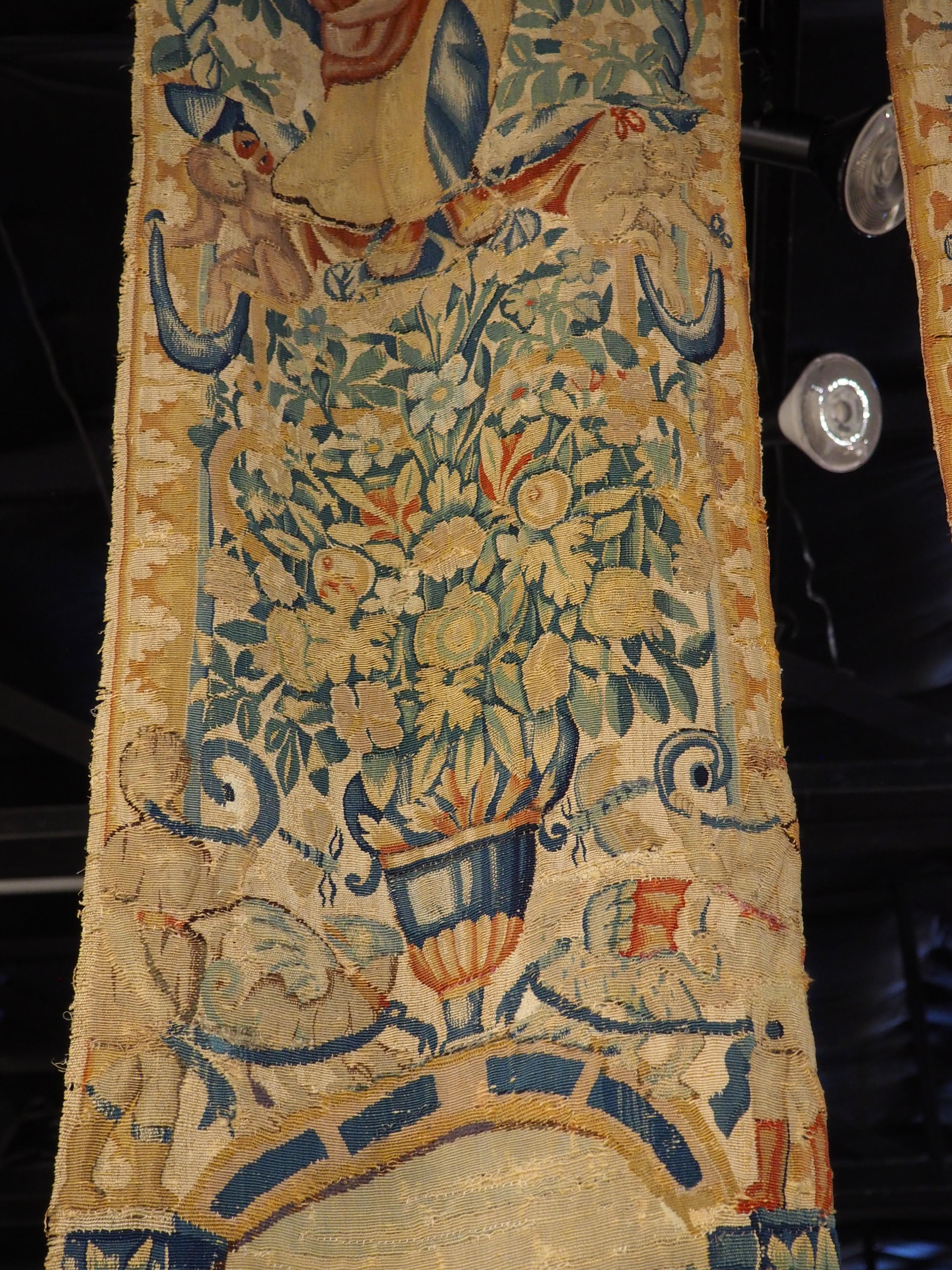 18th Century and Earlier Pair of 16th Century Silk Tapestry Borders from Brussels, H-98.75 Inches For Sale