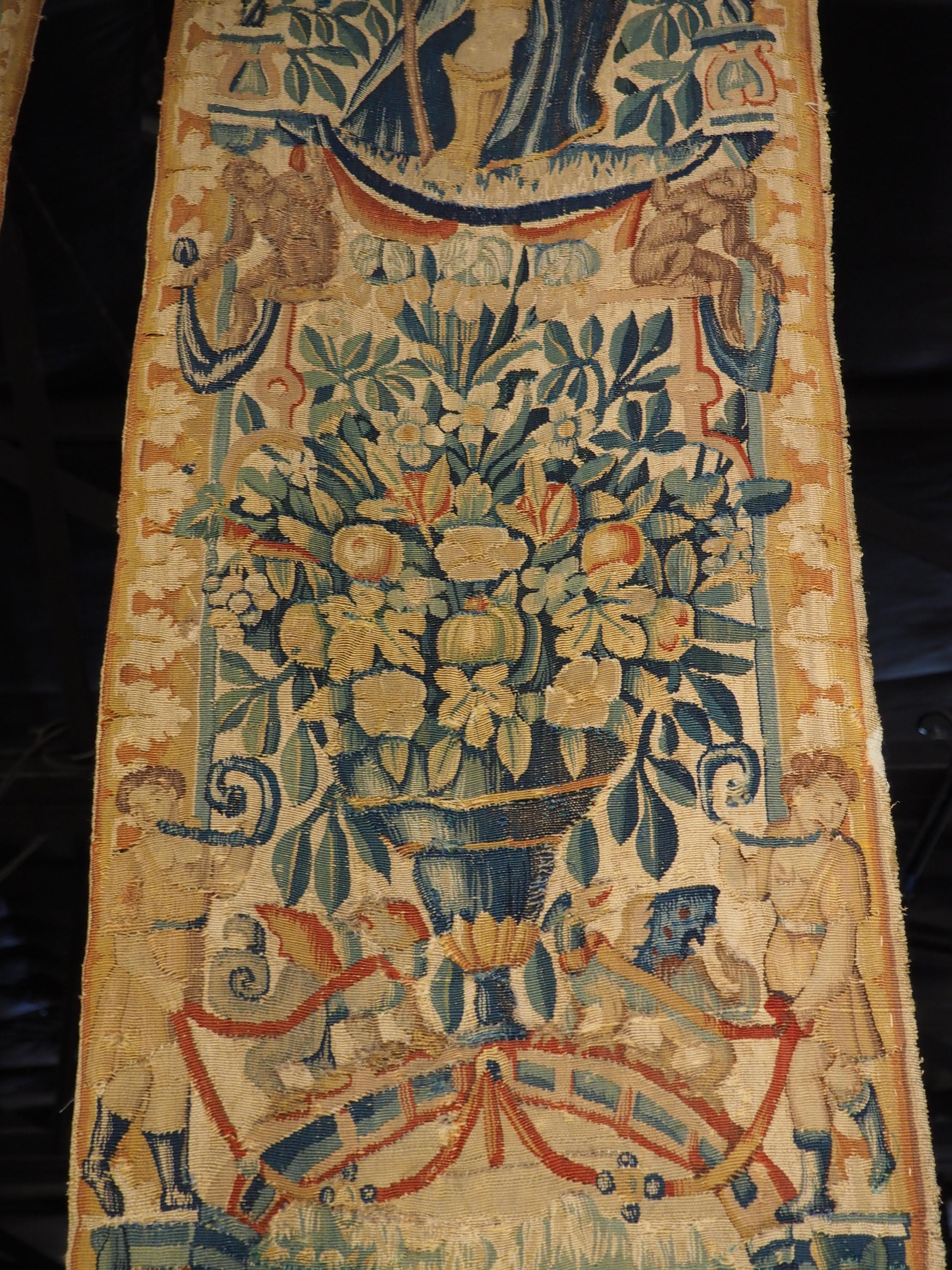 Pair of 16th Century Silk Tapestry Borders from Brussels, H-98.75 Inches For Sale 1