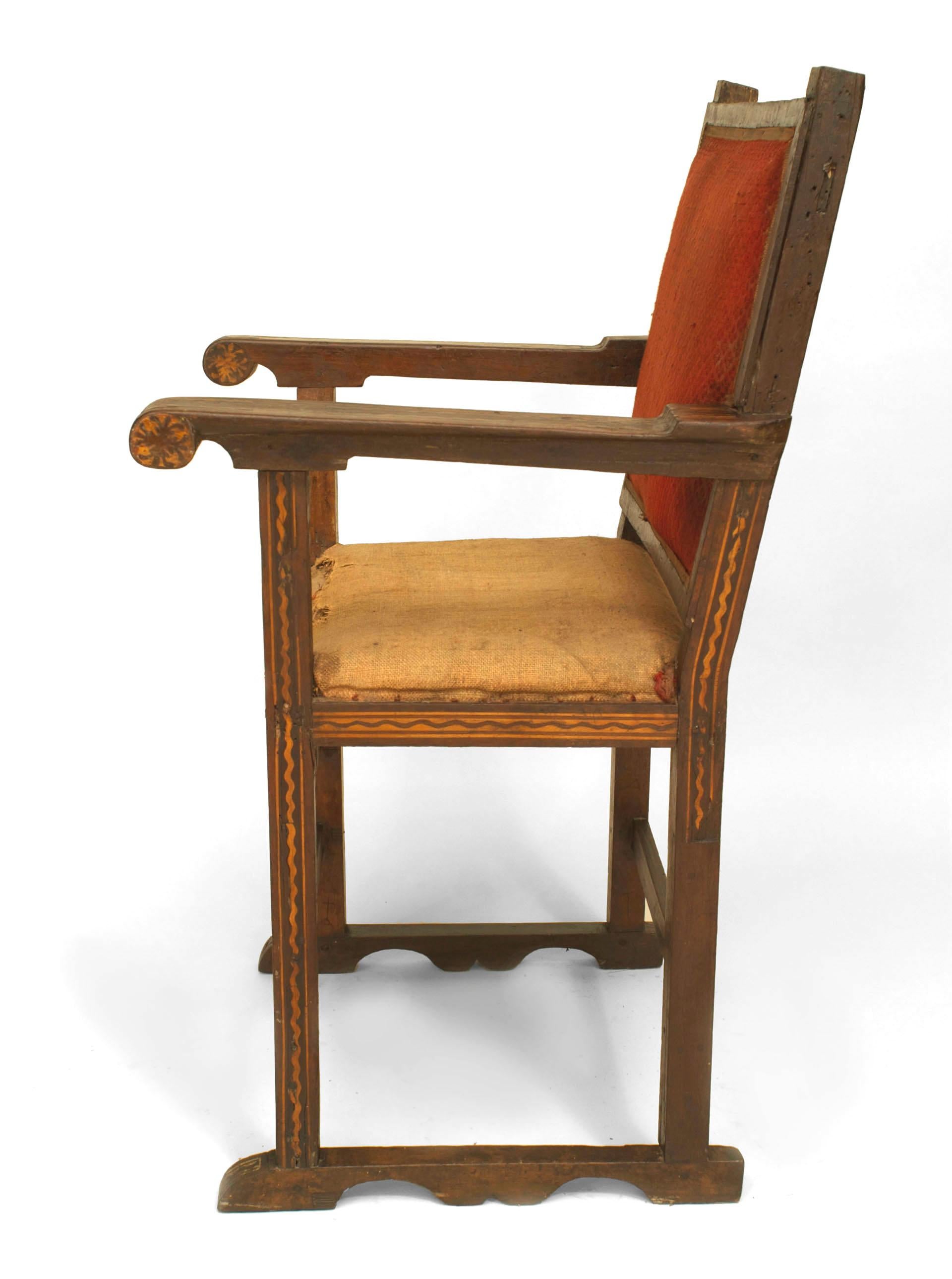 18th Century and Earlier Pair of Spanish Colonial Walnut Armchairs For Sale