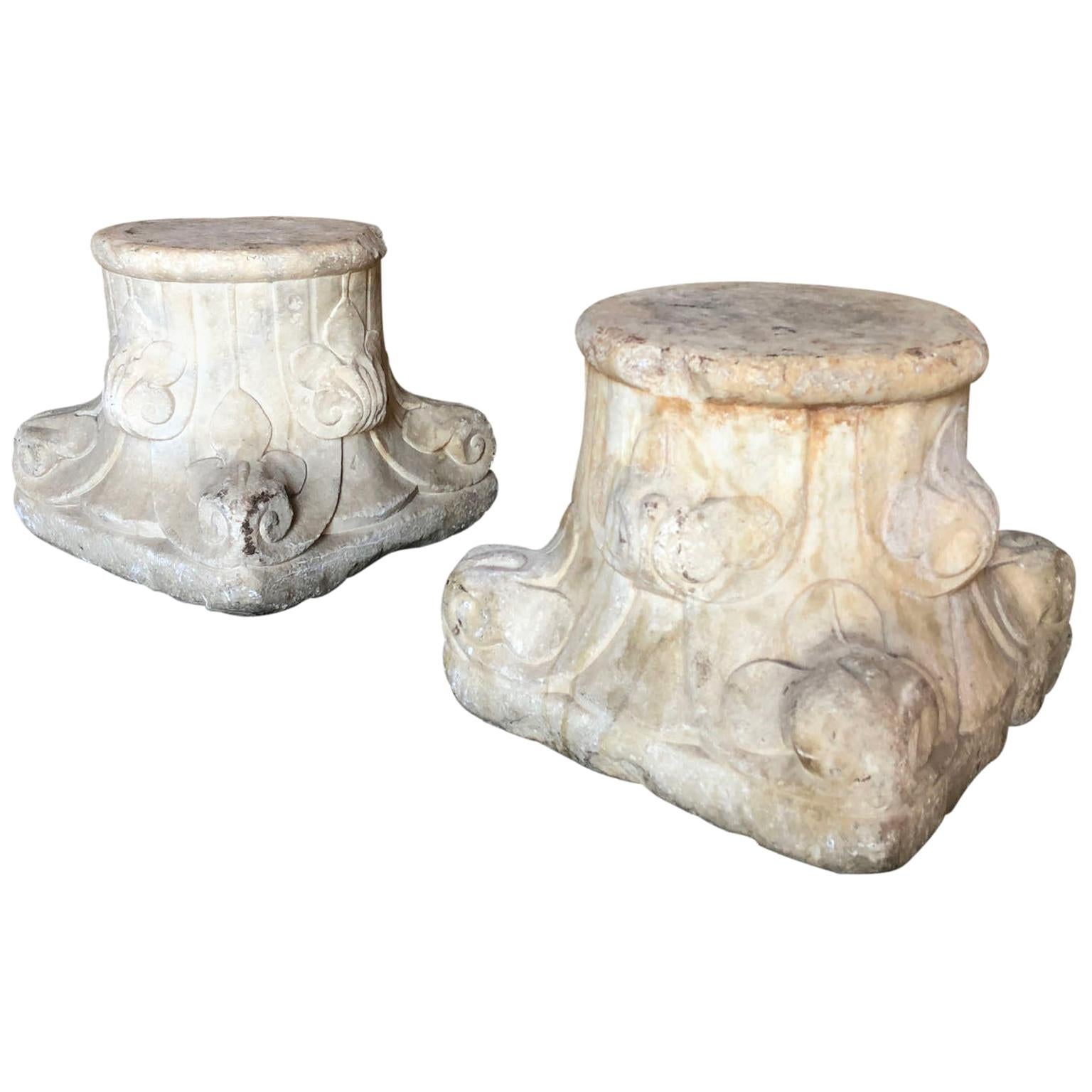 Pair of 16th Century Stone Capitals For Sale