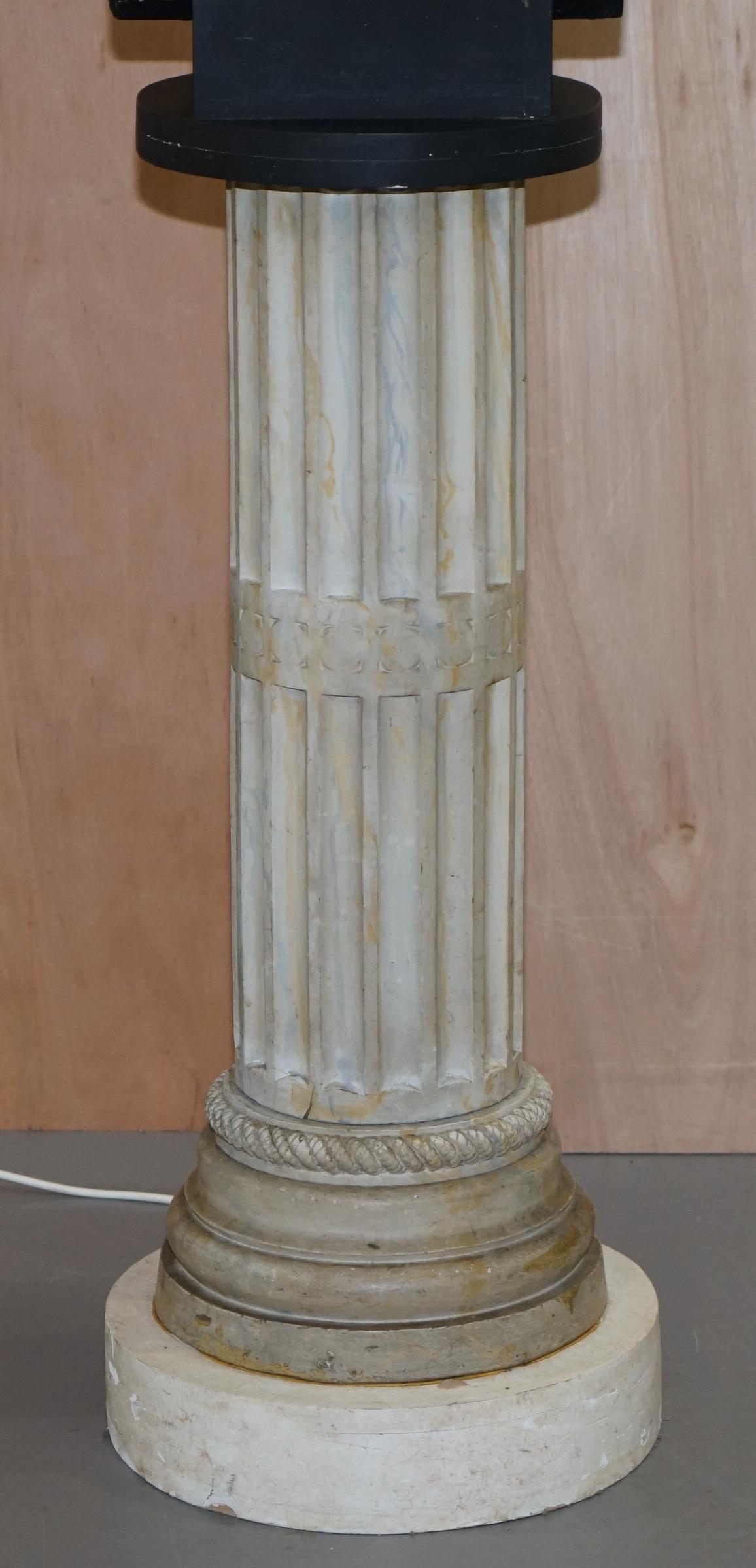 Pair of Tall Display Cabinets on Corinthian Pillars with Built in Lights For Sale 3