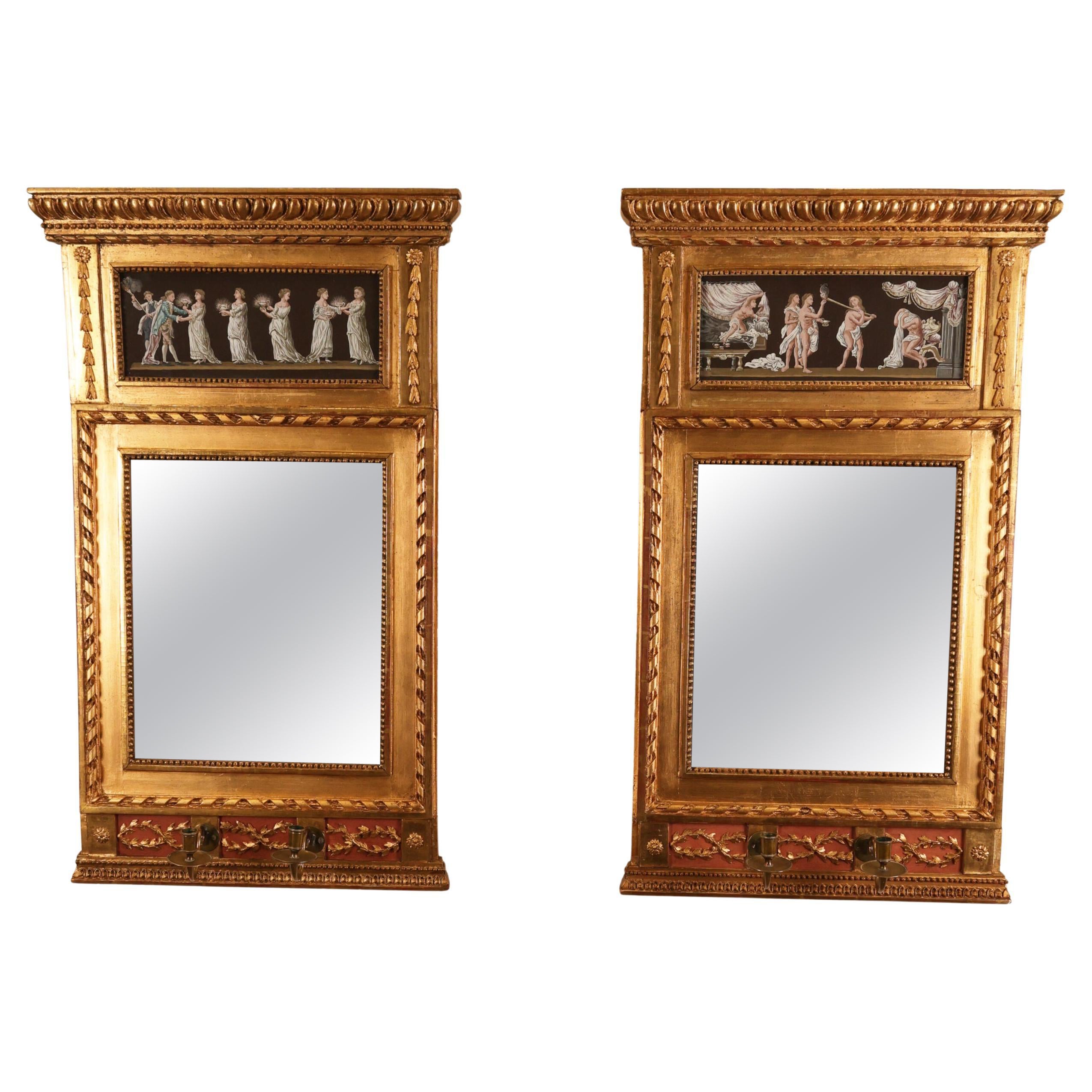 Pair of 1790 Gustavian Mirror Wall Sconces
