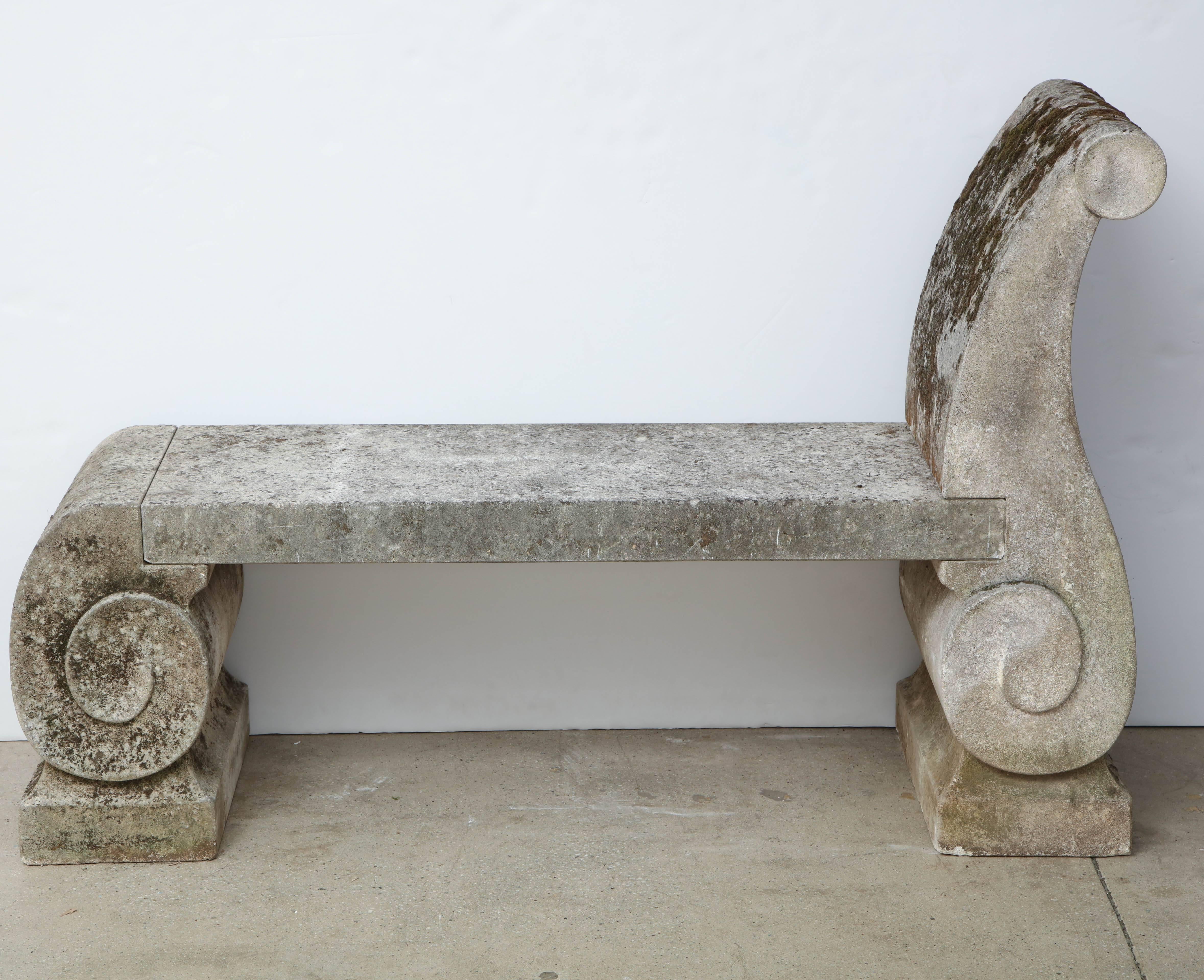 Pair of 1795 Phenomenal Carved Limestone Benches In Good Condition In Mt. Kisco, NY