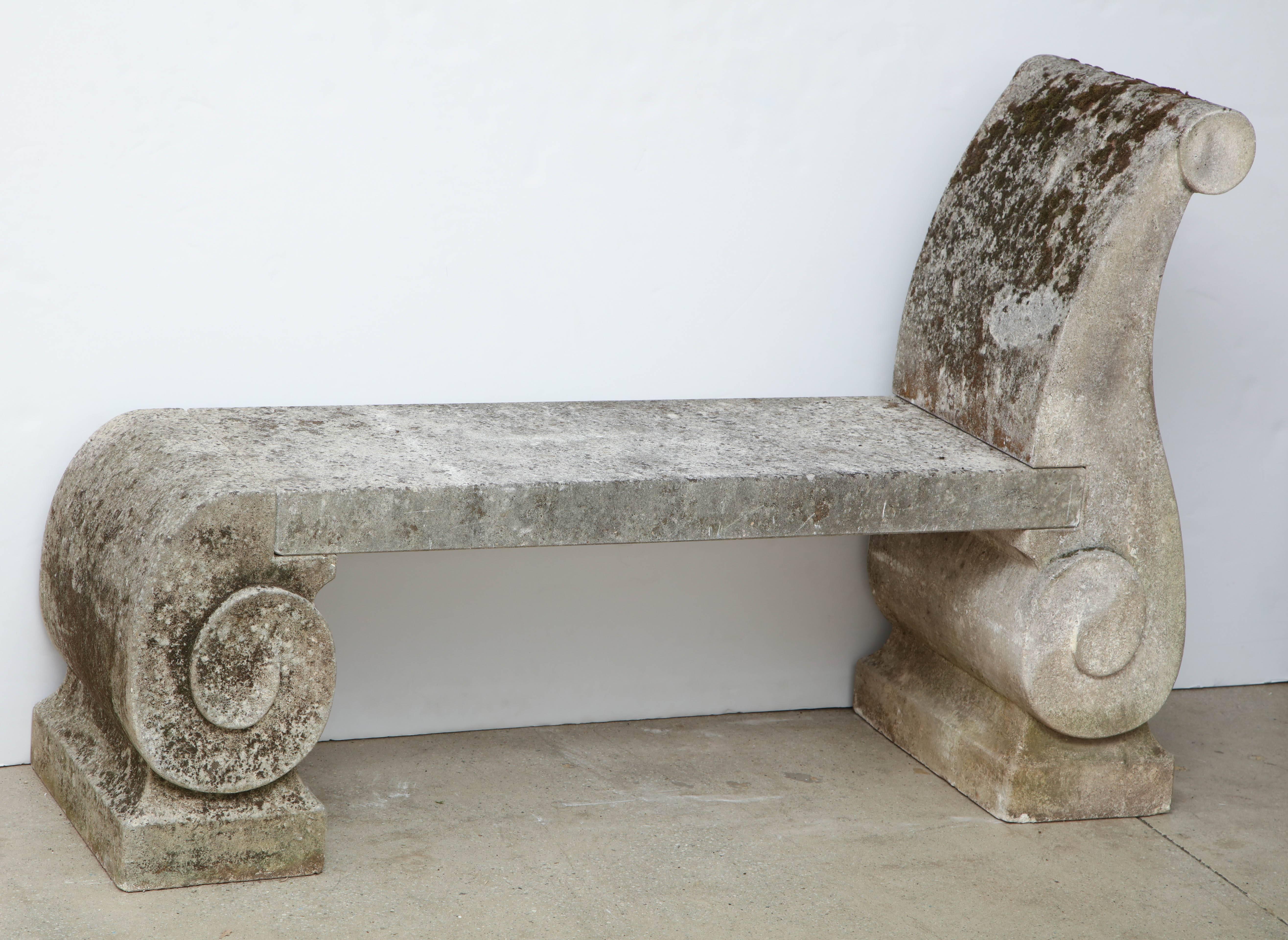 Pair of 1795 Phenomenal Carved Limestone Benches 2