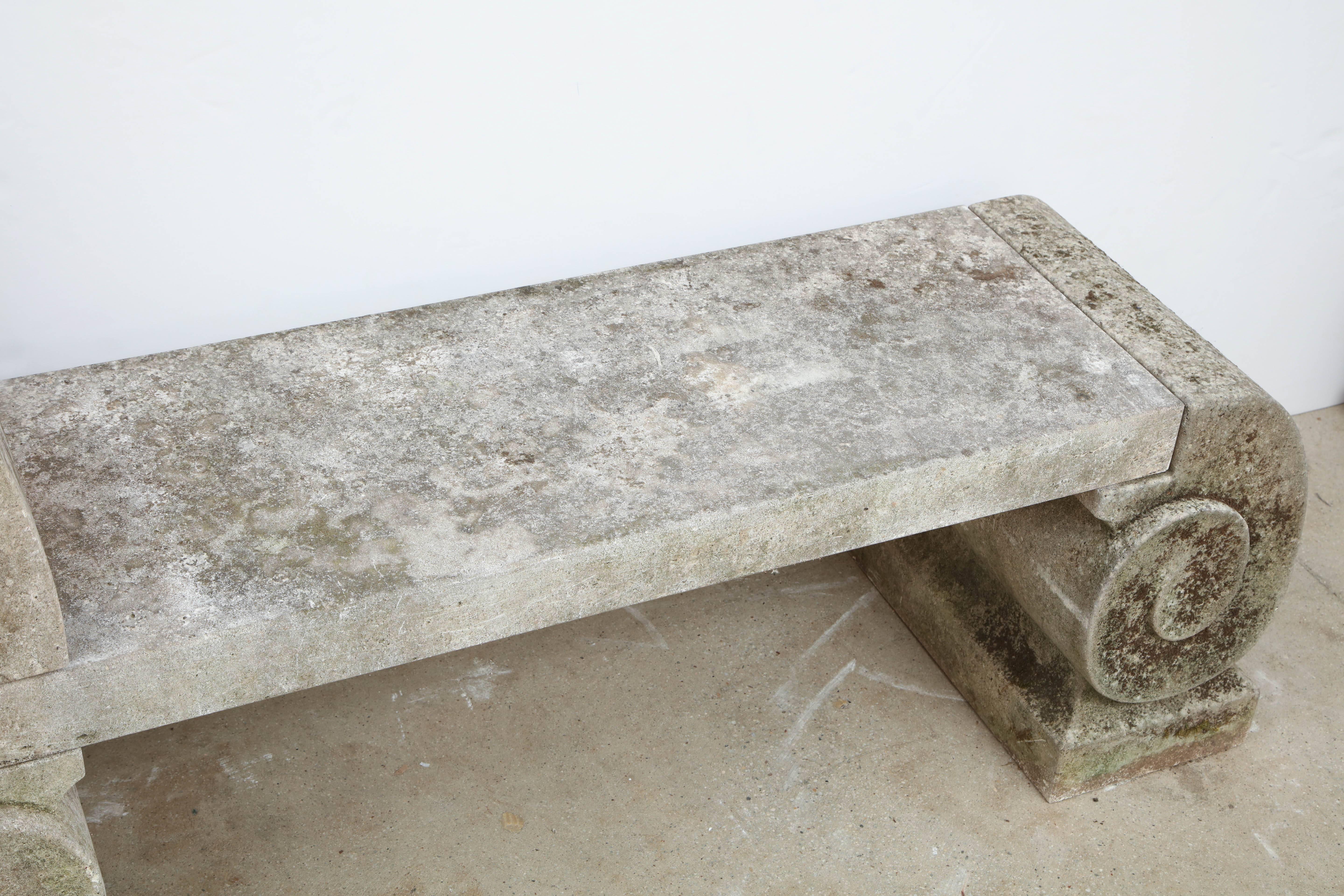 Pair of 1795 Phenomenal Carved Limestone Benches 4