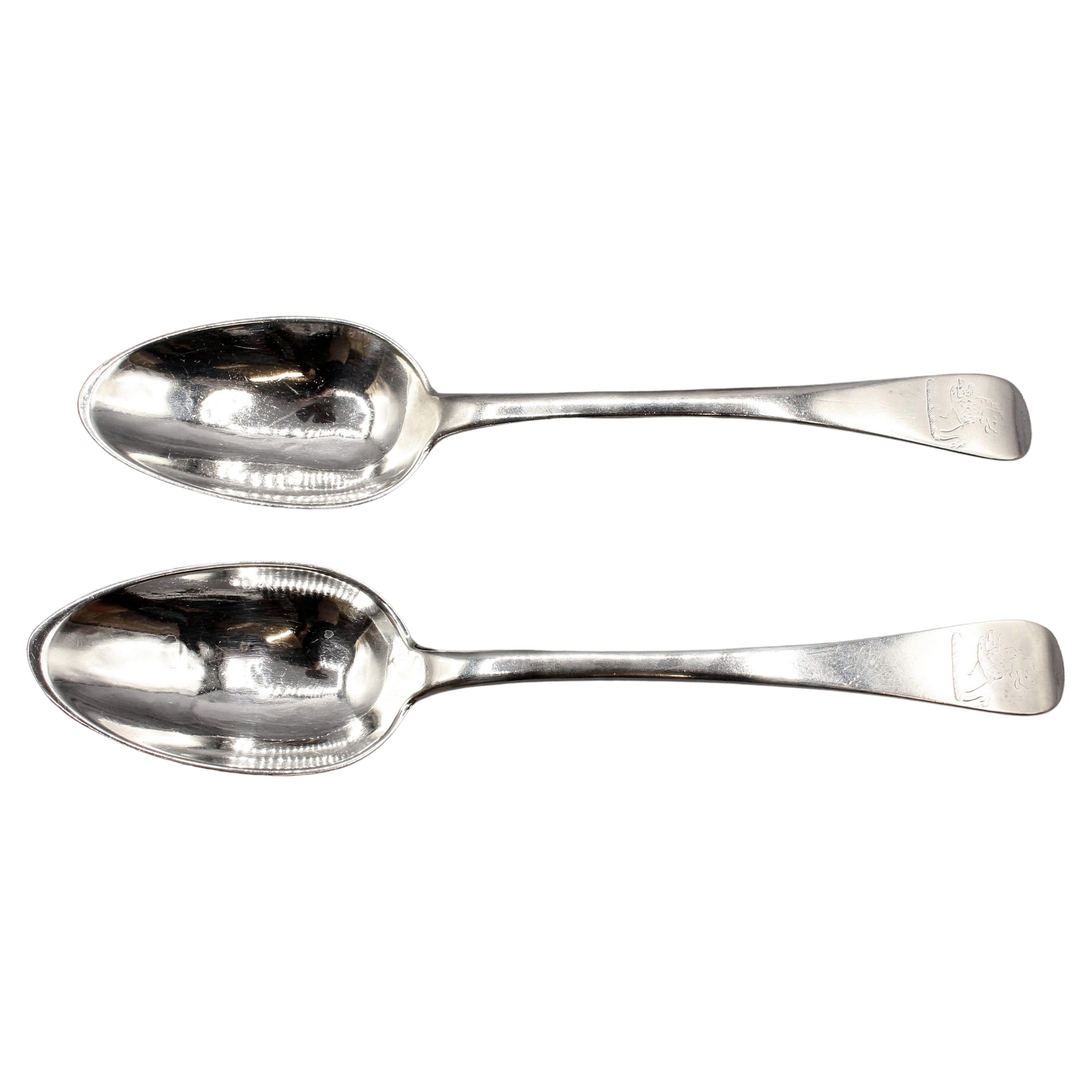Pair of 1798-1809 French Silver Serving Spoons For Sale