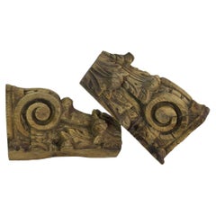 Pair of 17th-18th Century, French Oak Capital Fragments