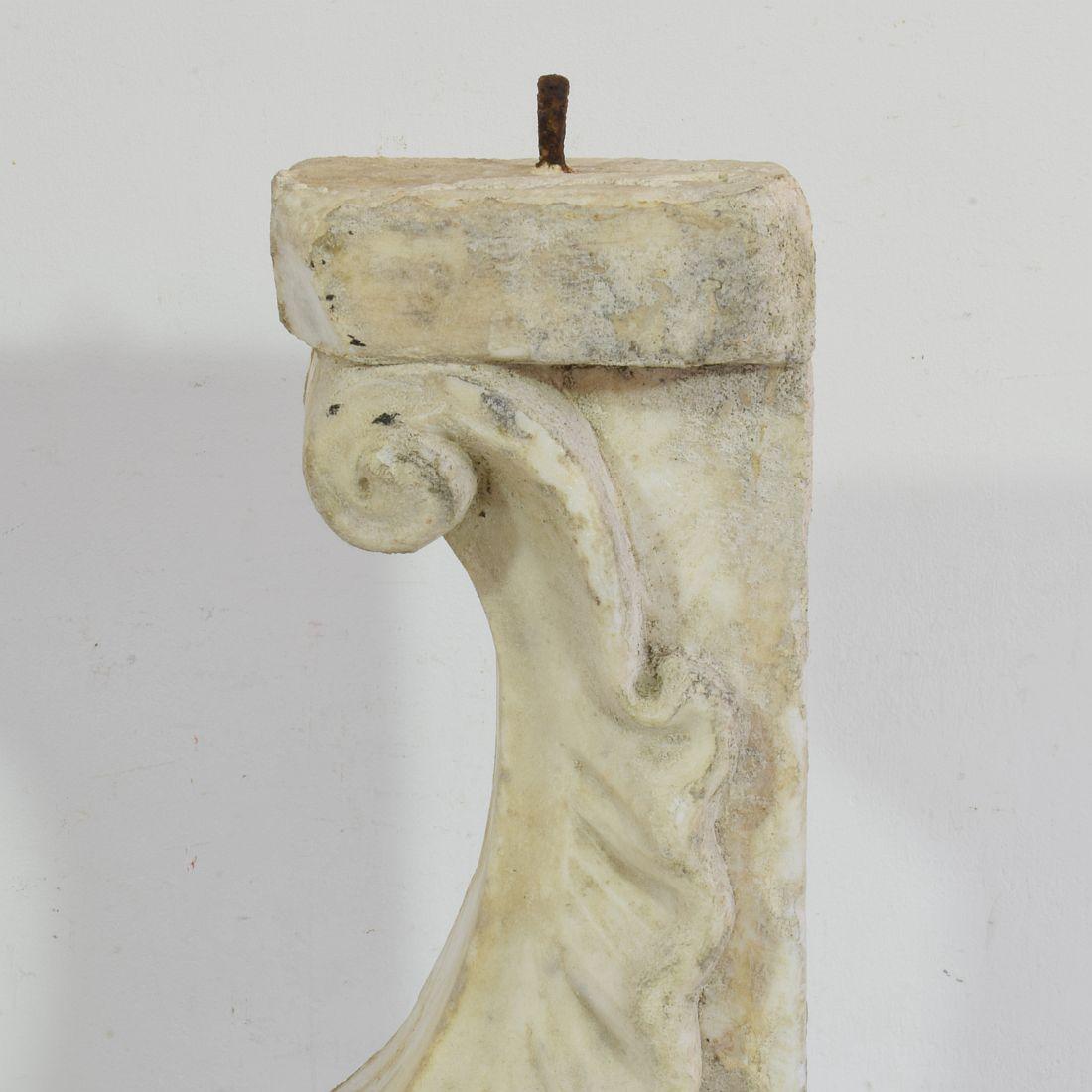 Pair of 17th/ 18th Century Italian White Marble Baroque Ornaments For Sale 2