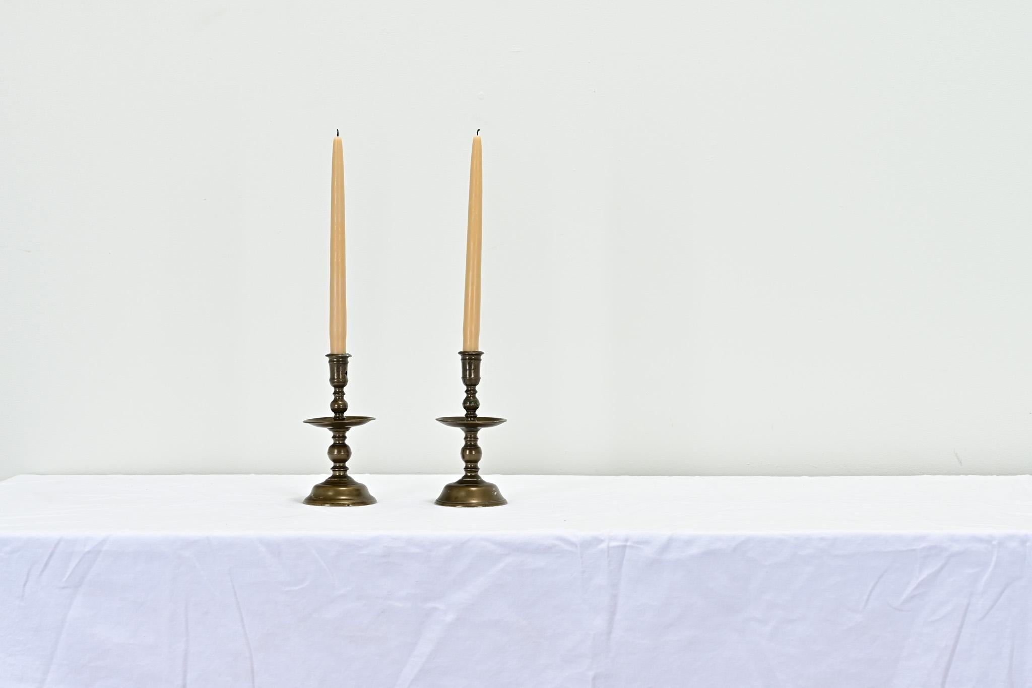 Other Pair of 17th Century Brass Candlesticks For Sale