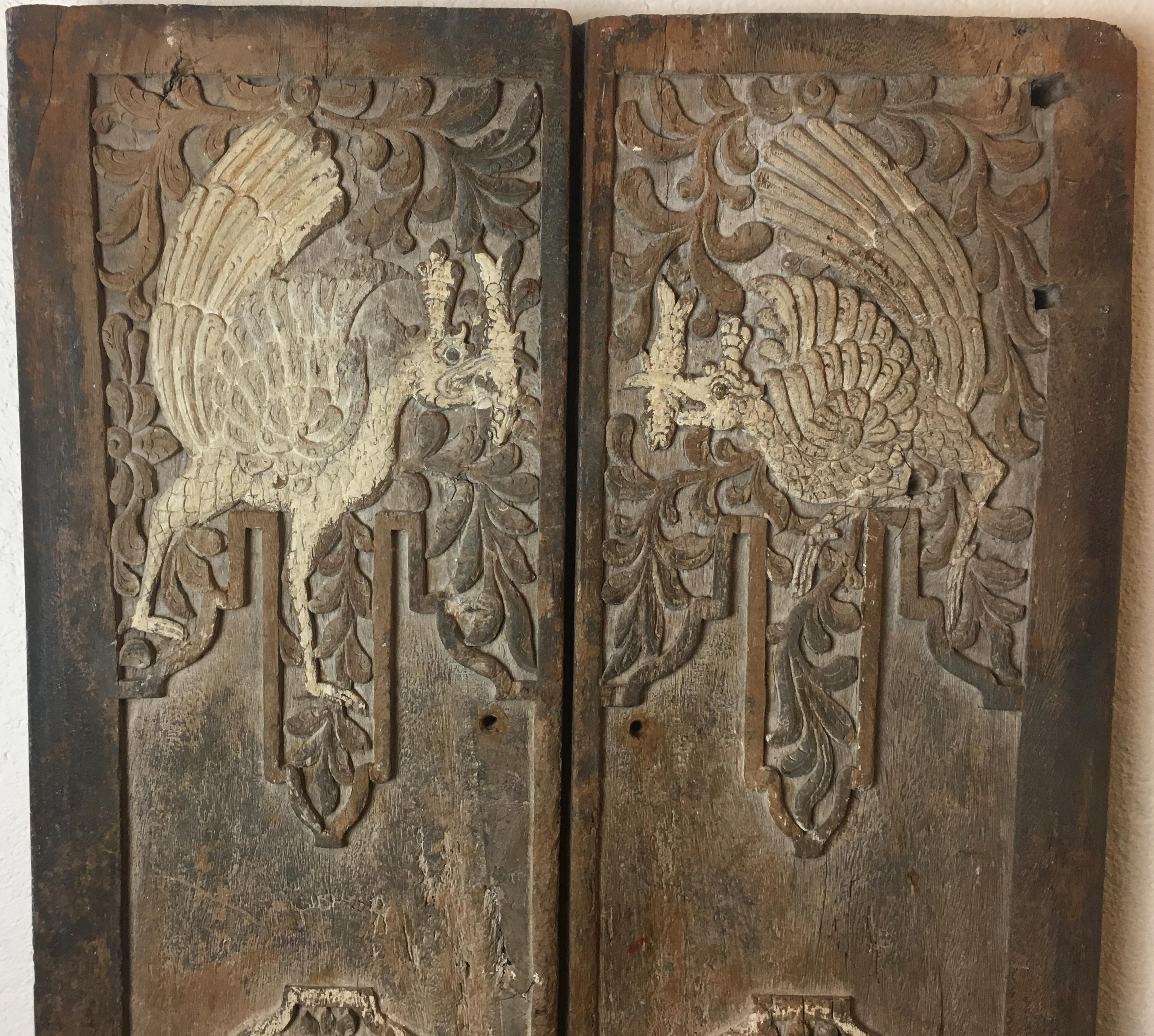 Pair of 17th Century Chinese Hand-Carved Doors or Decorative Wall Panels 2