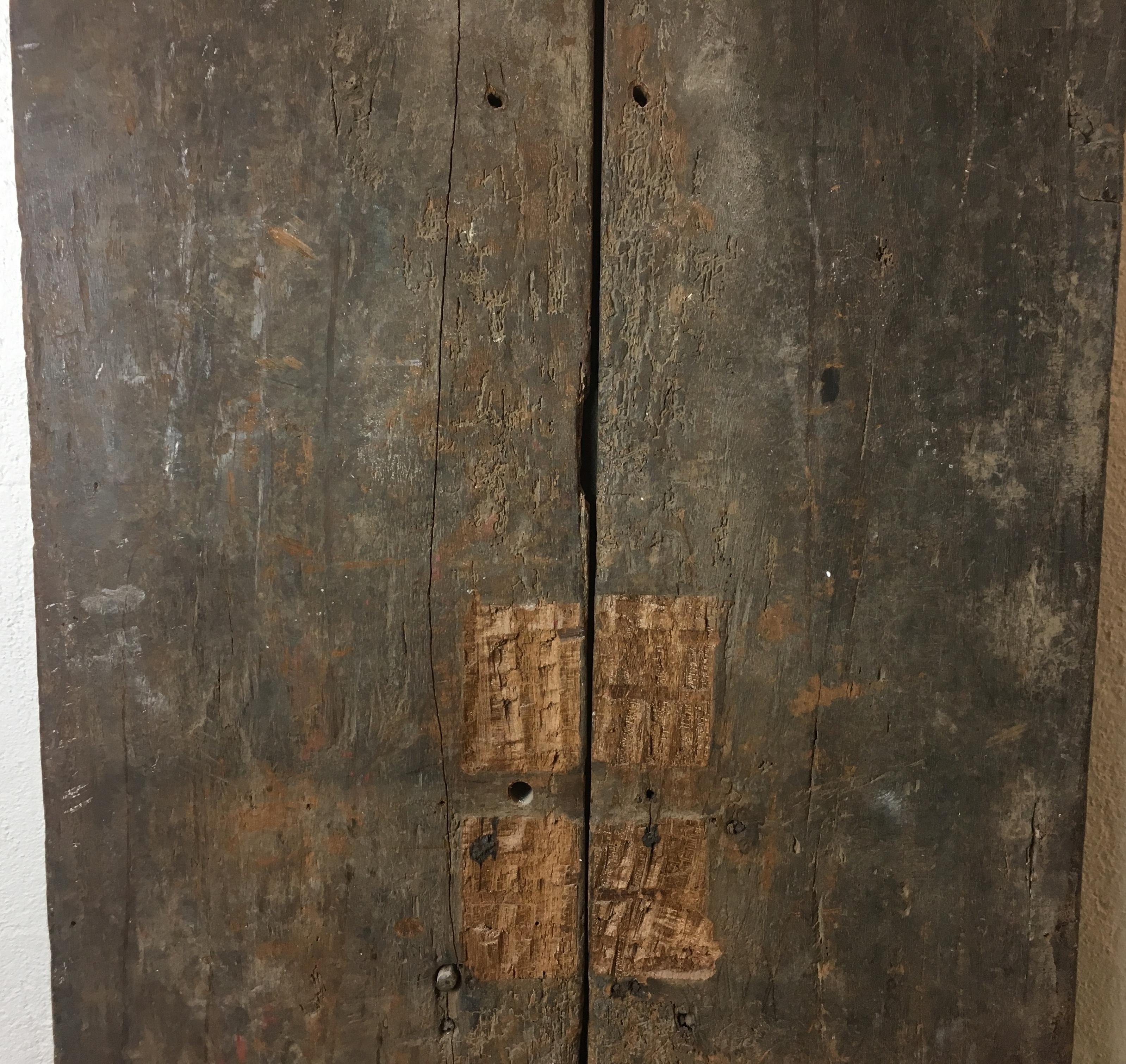 Teak Pair of 17th Century Chinese Hand-Carved Doors or Decorative Wall Panels