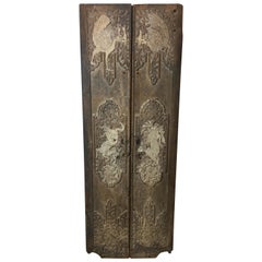 Pair of 17th Century Chinese Hand-Carved Doors or Decorative Wall Panels