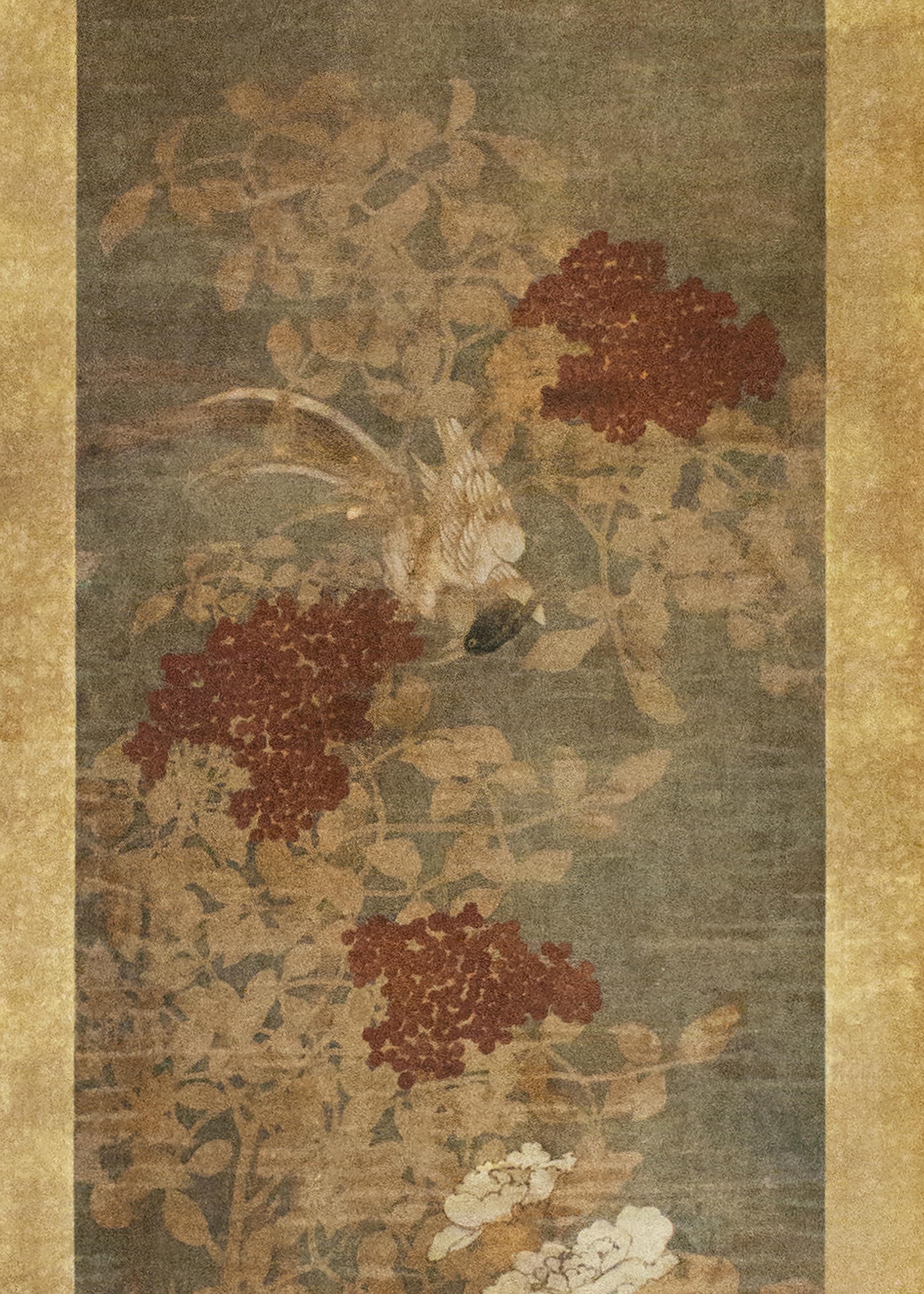 Pair of 17th Century Chinese Huaniaohua Paintings with Gilded Frames For Sale 4