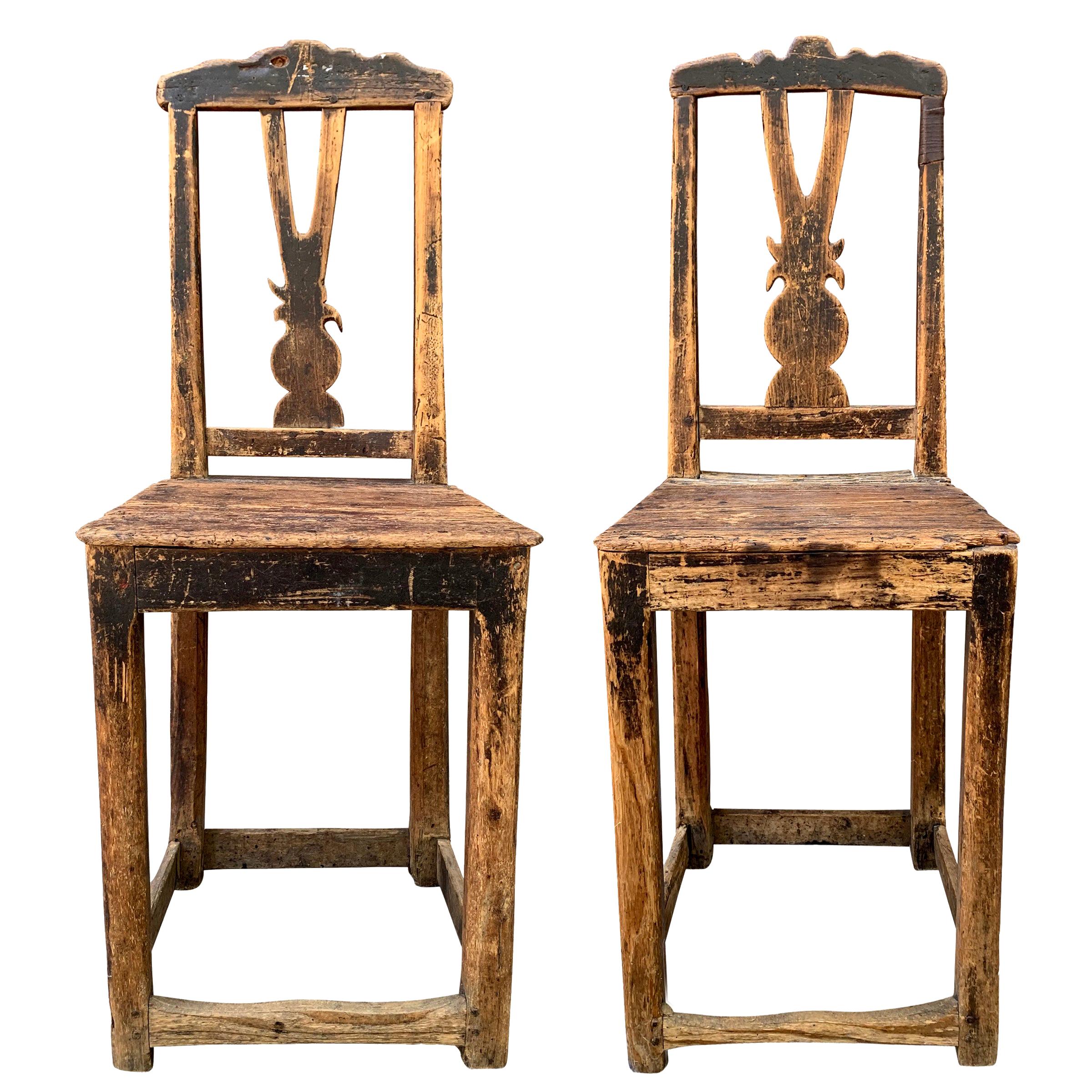 Pair of 17th Century Danish Baroque Side Chairs